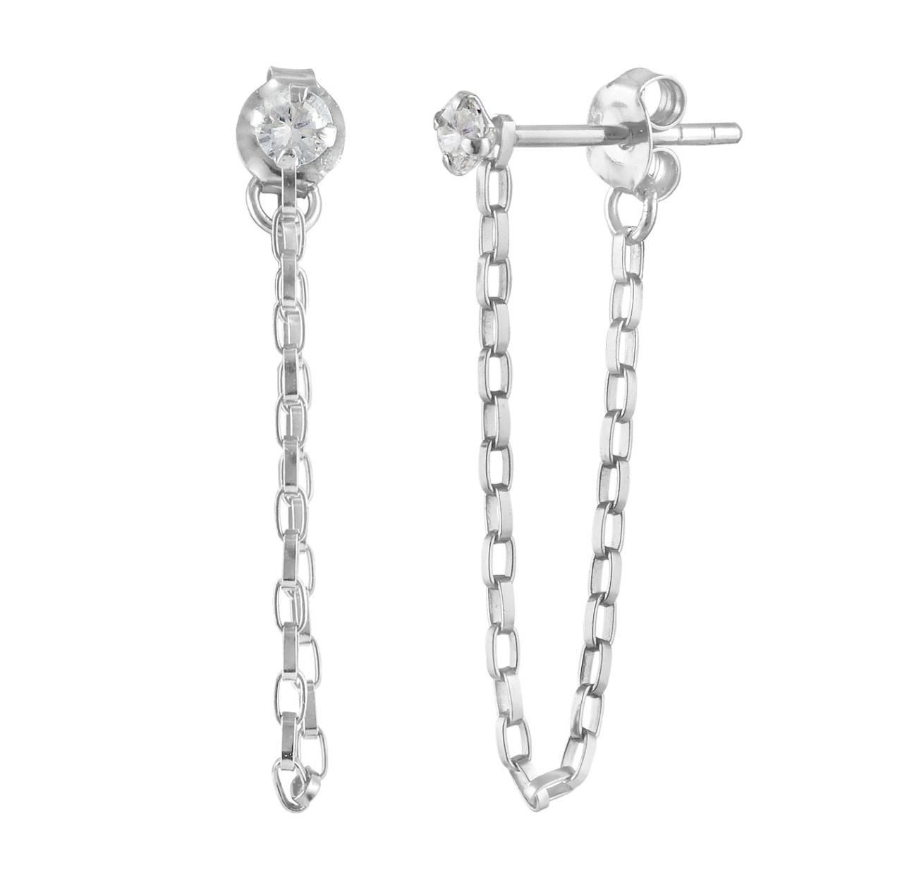 MINI DIAMANTÉ CHAIN LINK STUD - Sterling Silver
