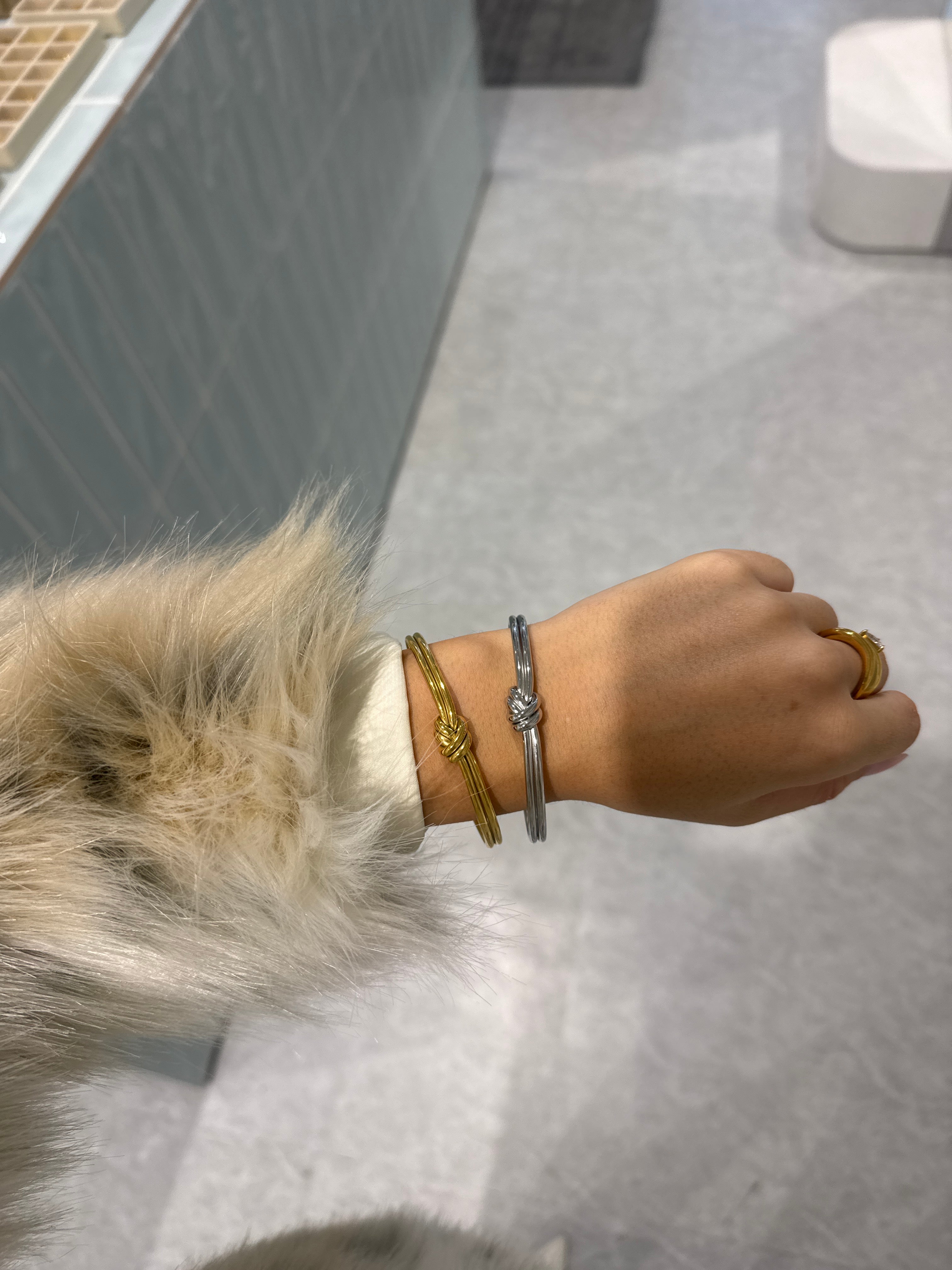 knot bangle | gold + silver