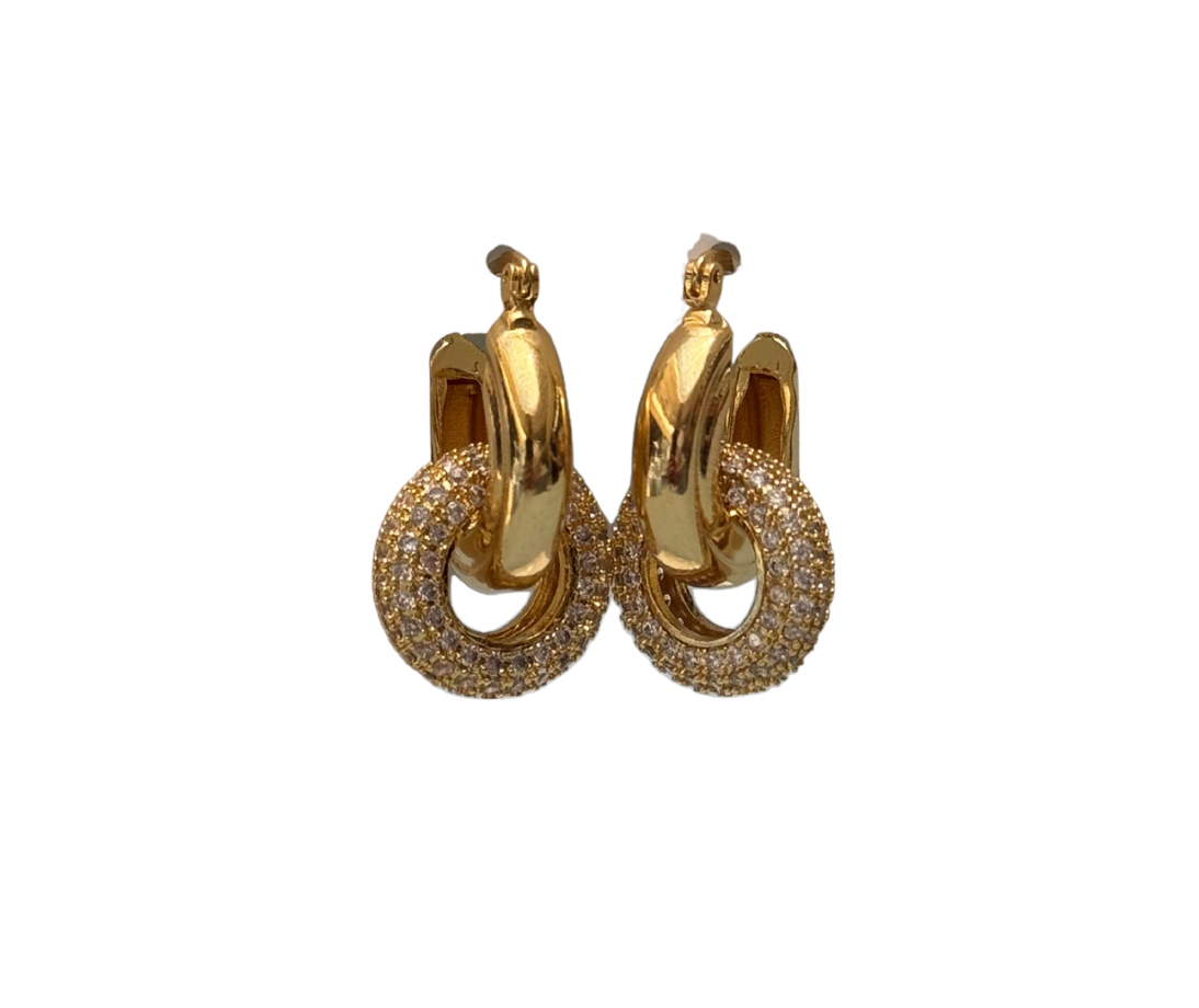 LUVERS - GOLD DIAMANTÉ LOOP EARRINGS