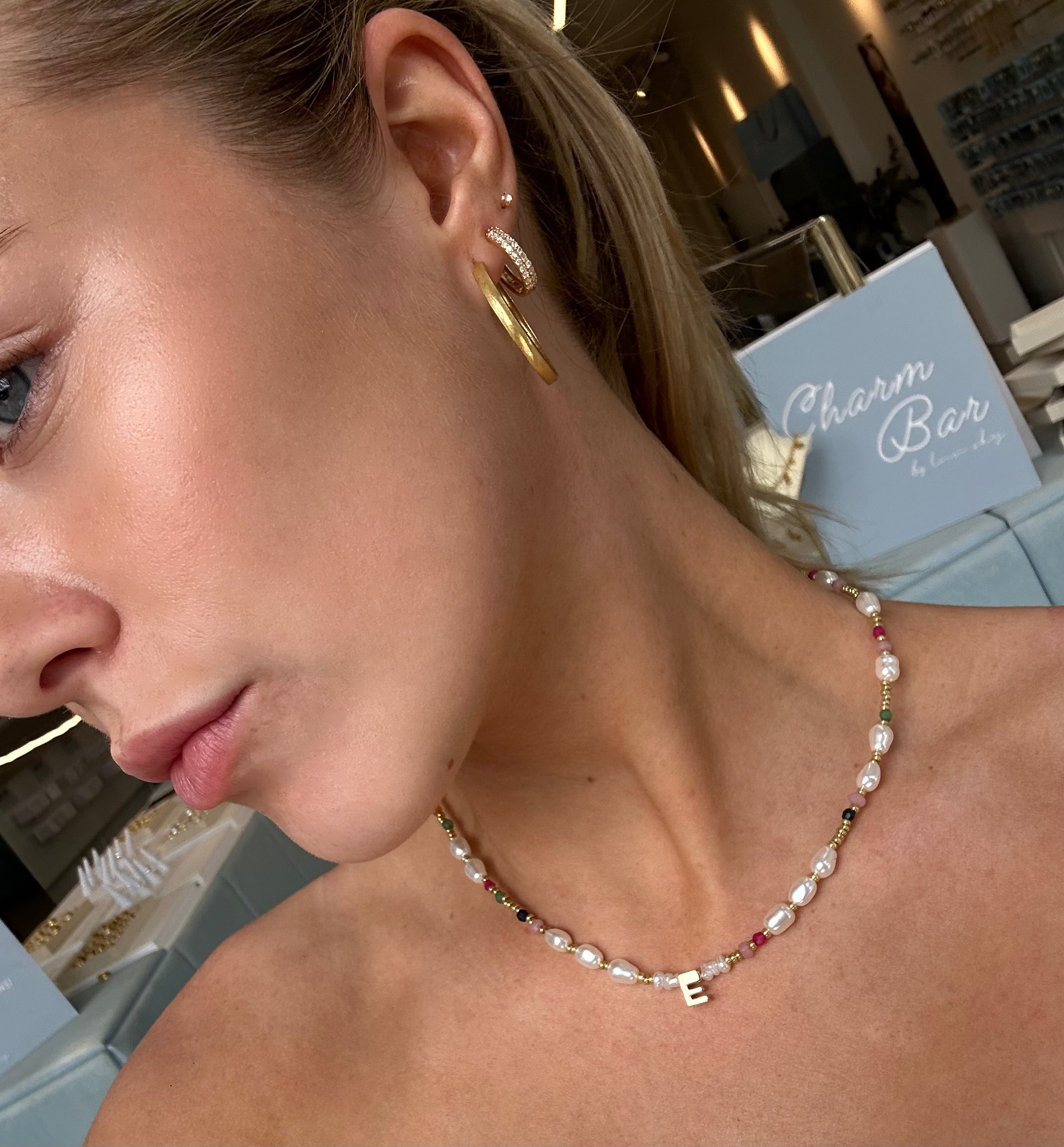 BEADED INITIAL NECKLACE - Soft Spring