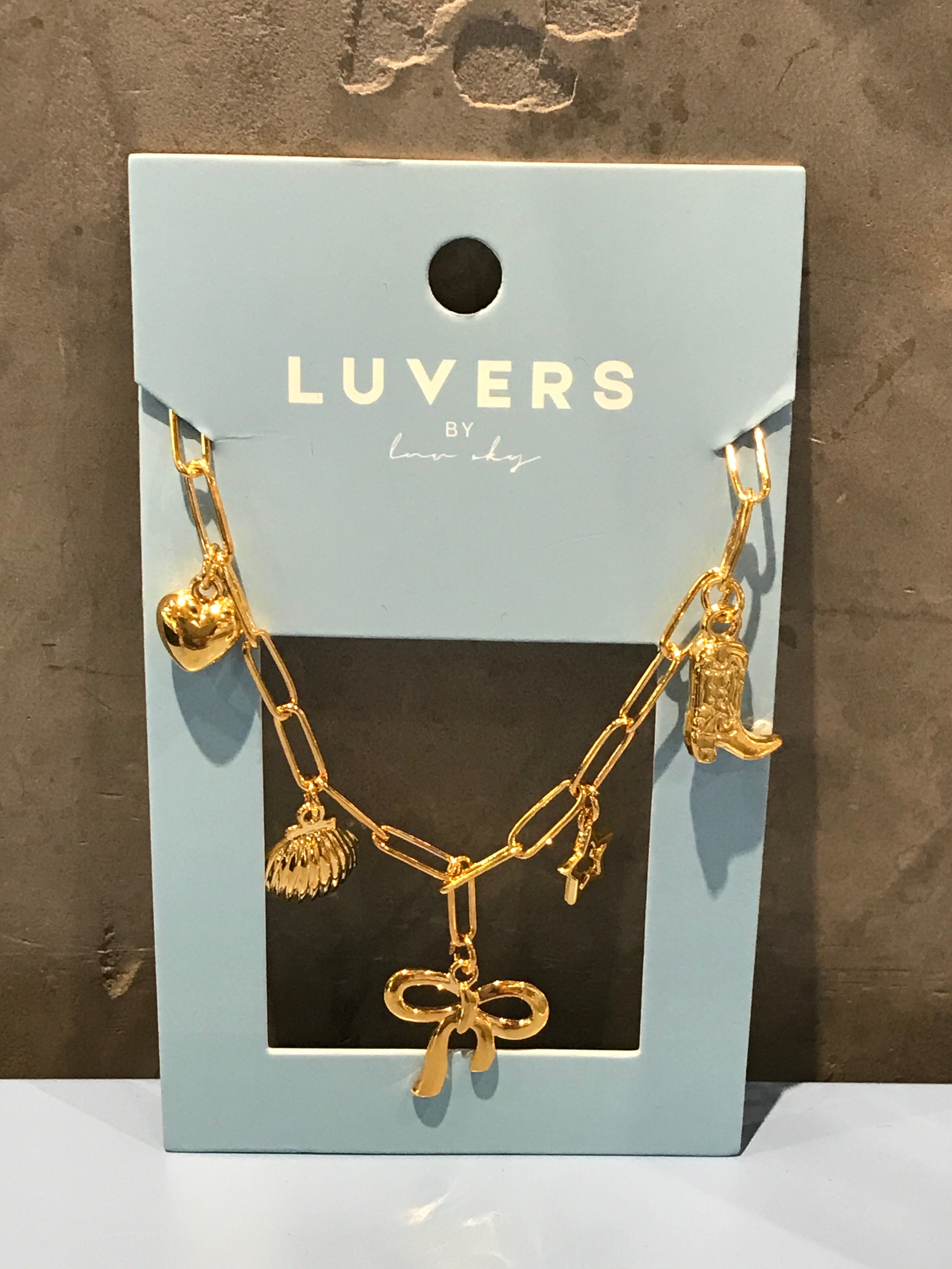 LUVERS - GOLD NOVELTY CHARM NECKLACE