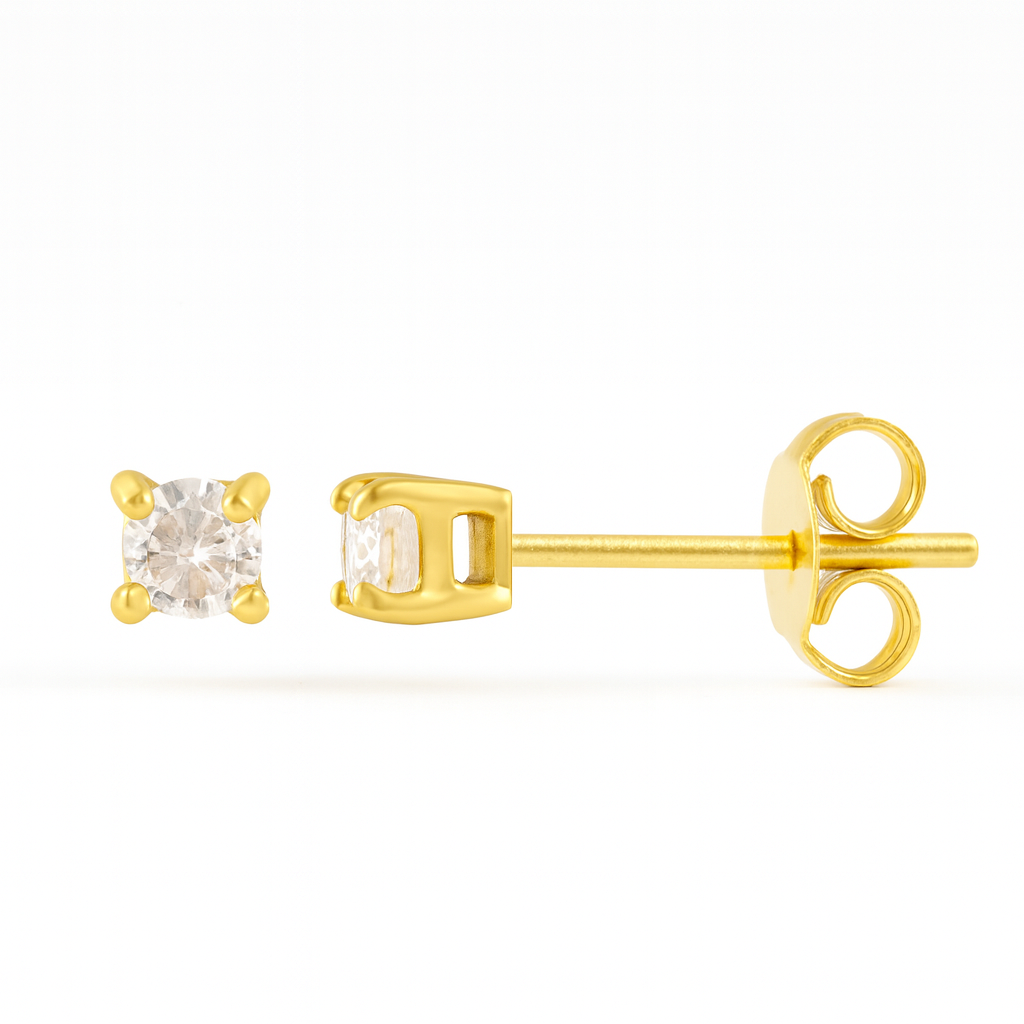 SMALL SQUARE DIAMANTÉ STUD - Gold