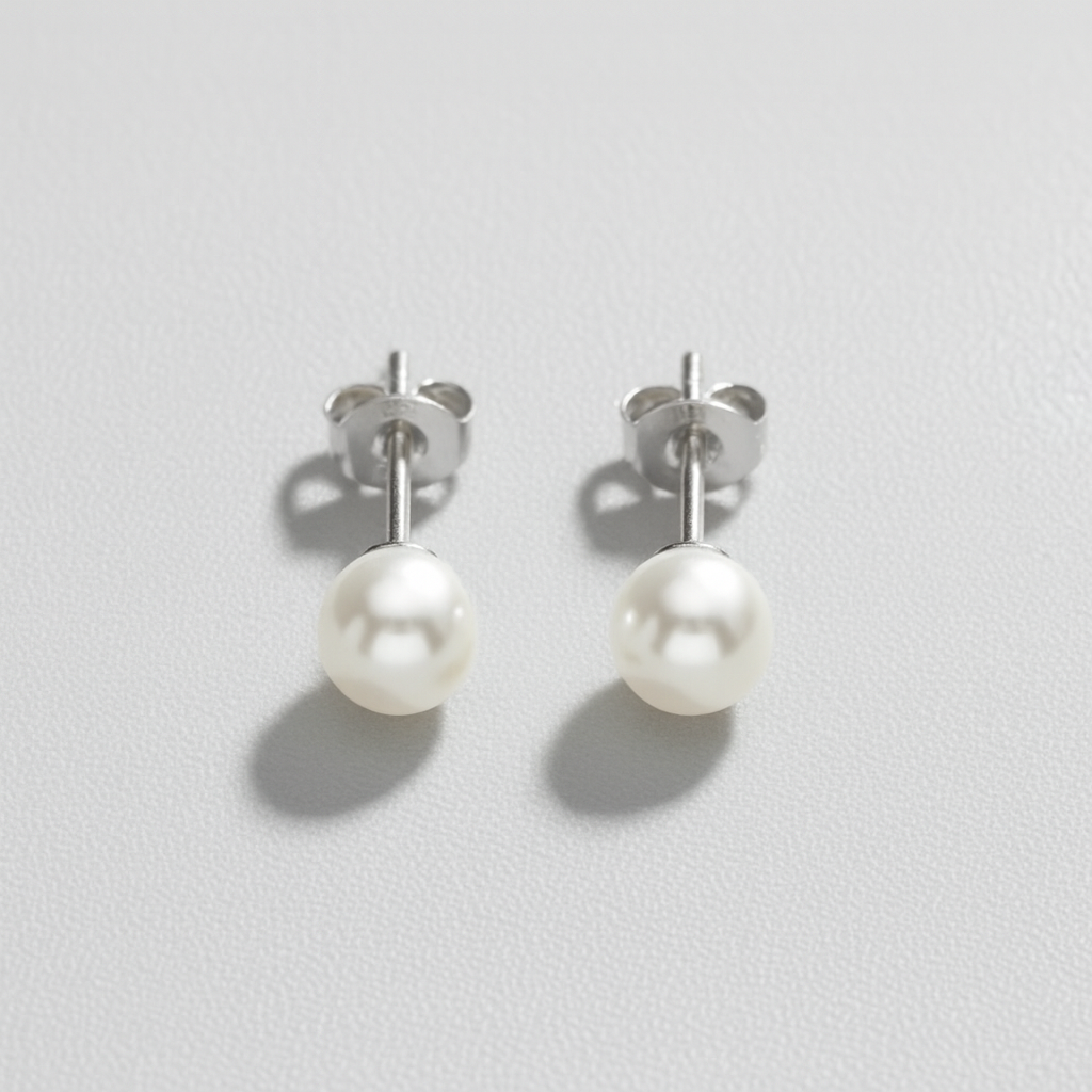 CLASSIC ROUND PEARL STUD - Sterling Silver