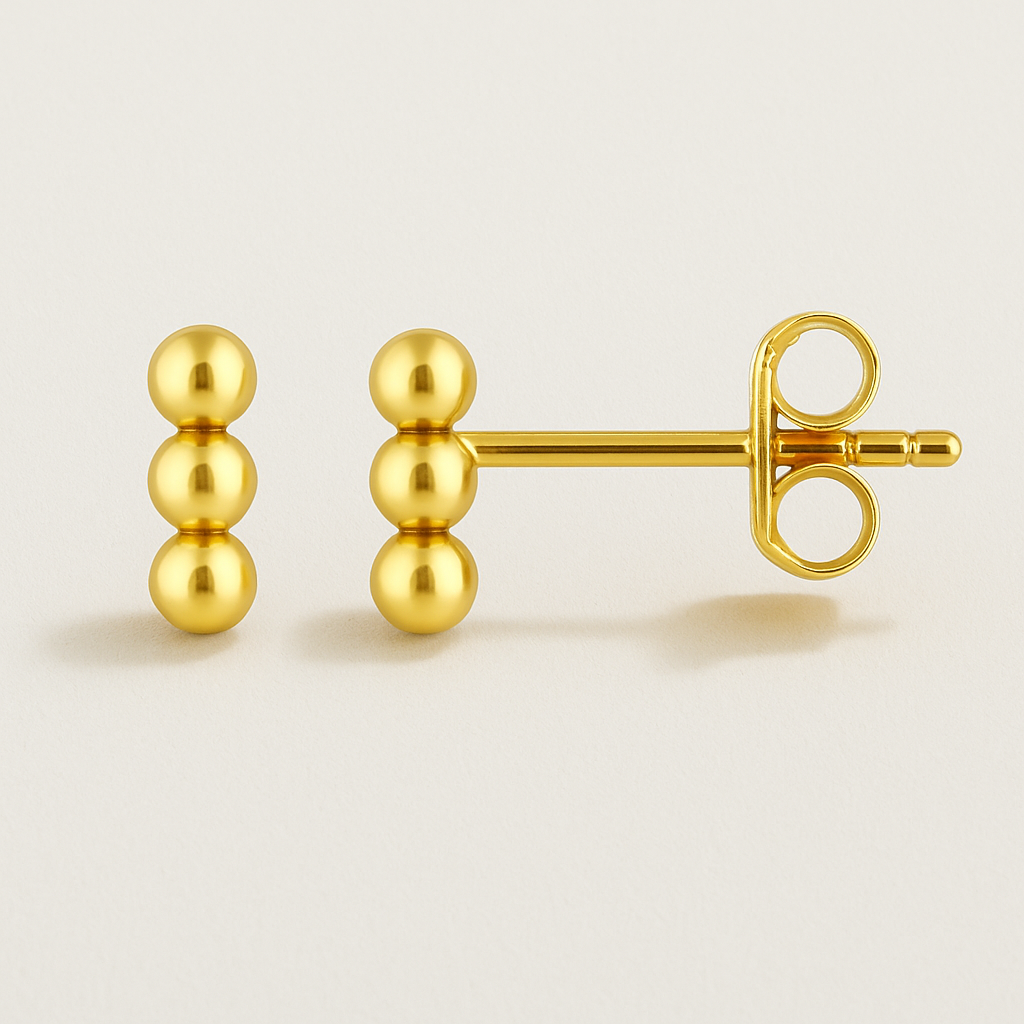 TRIPLE SPHERE STUD - Gold