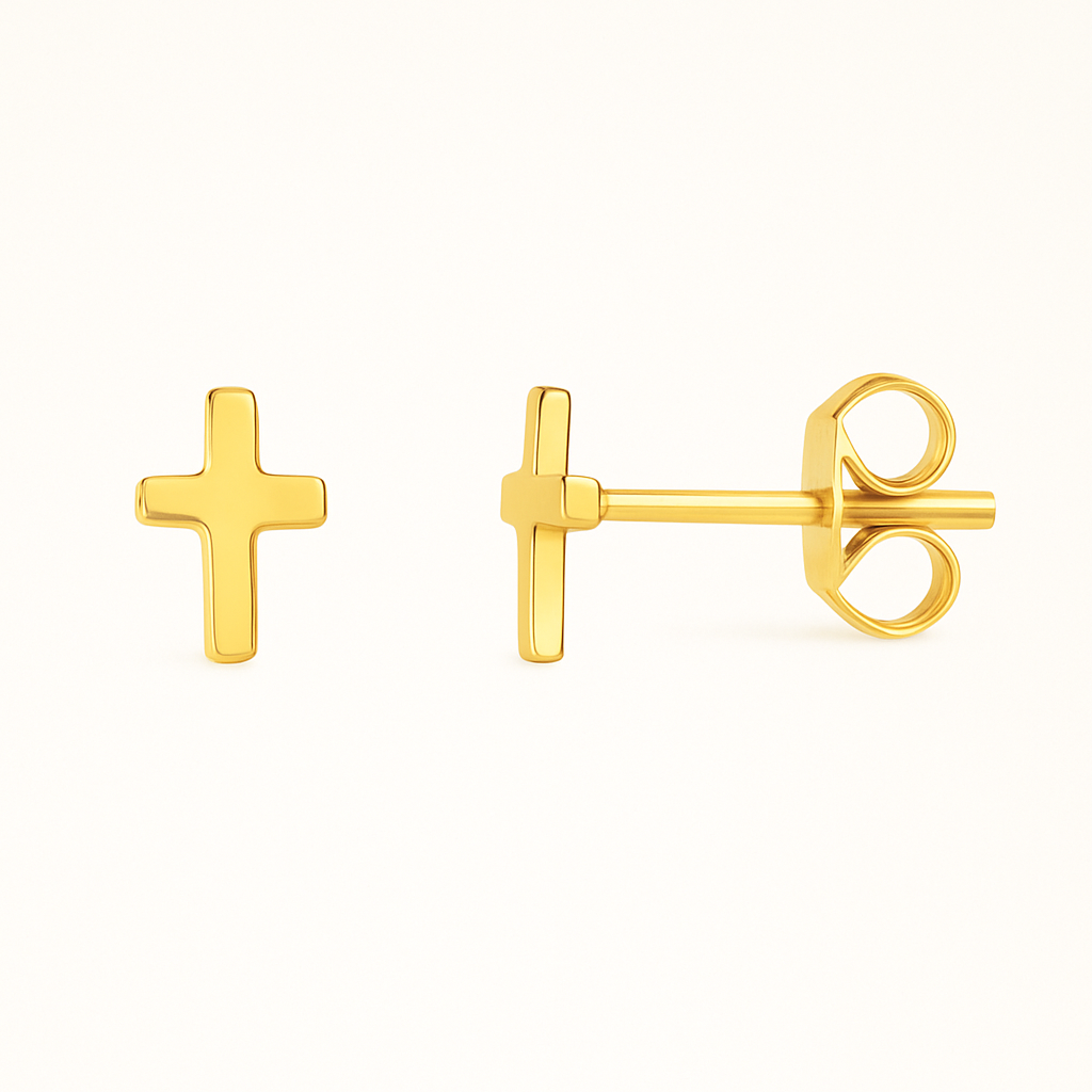 CROSS STUD - 14k Gold