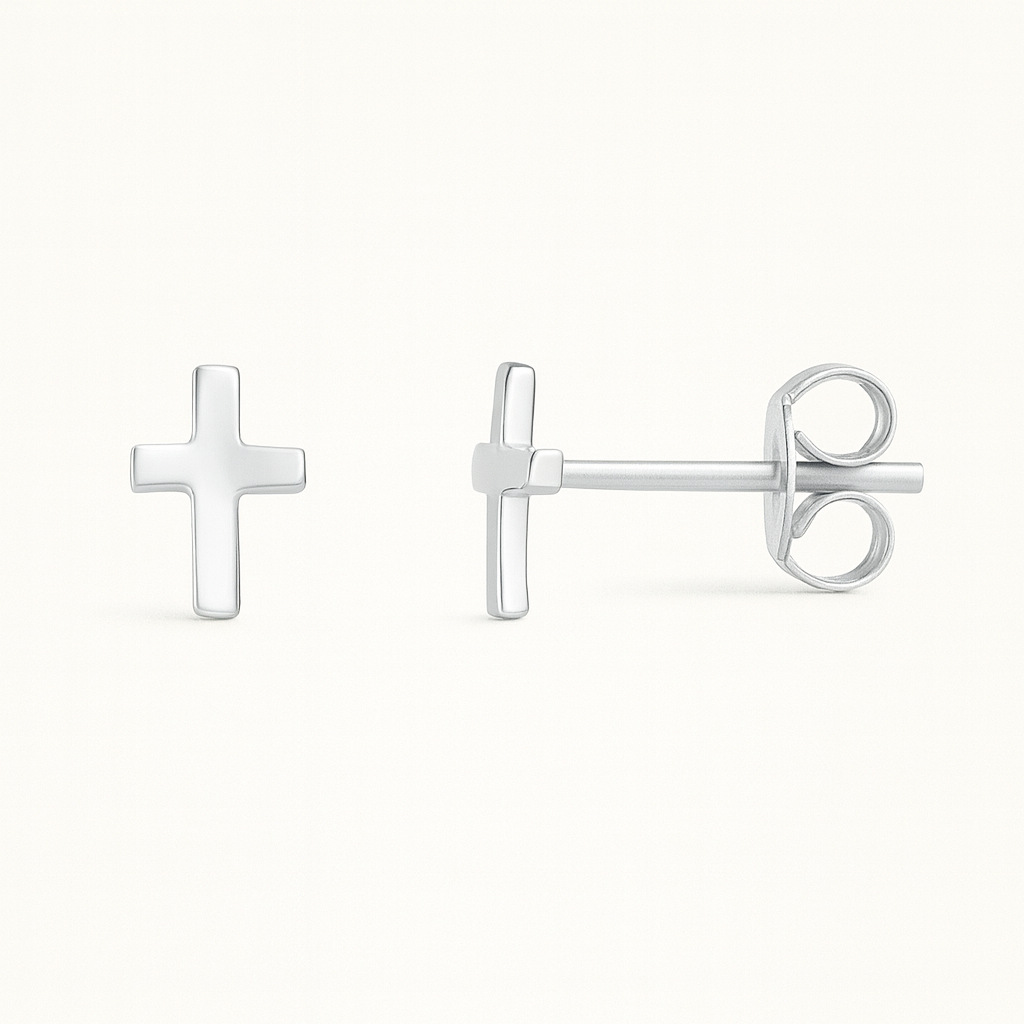 CROSS STUD - Sterling Silver
