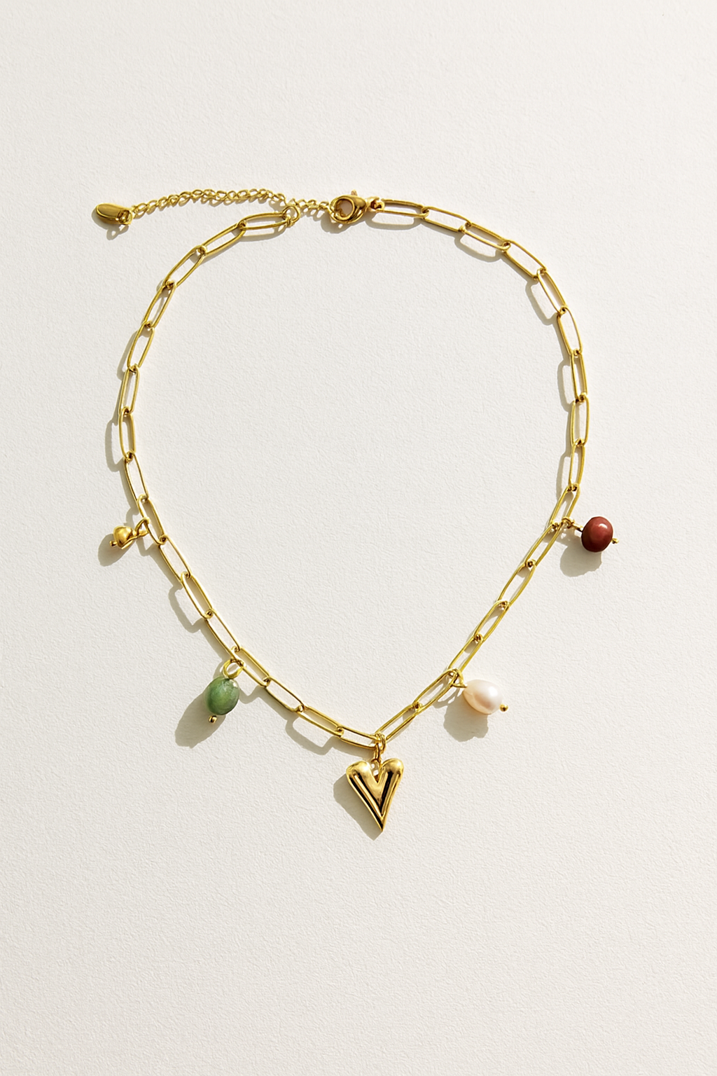 GEMSTONE CHARM NECKLACE LUVERS - Gold