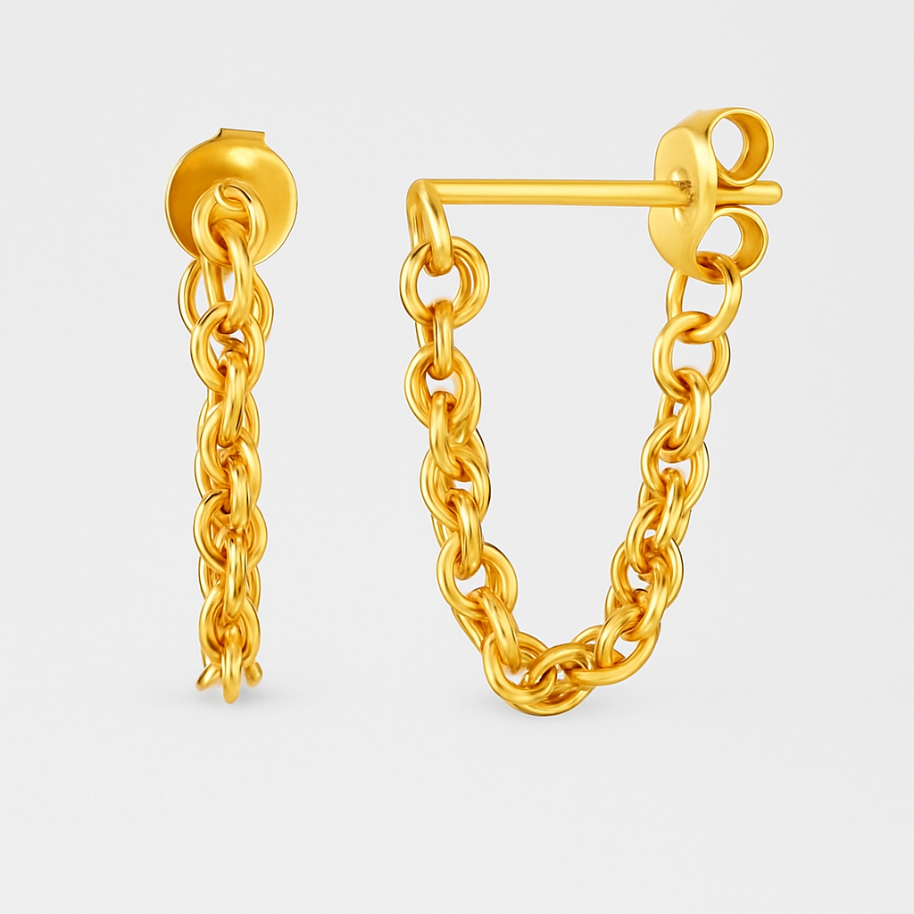 CHAIN LINK STUD - 14k Gold