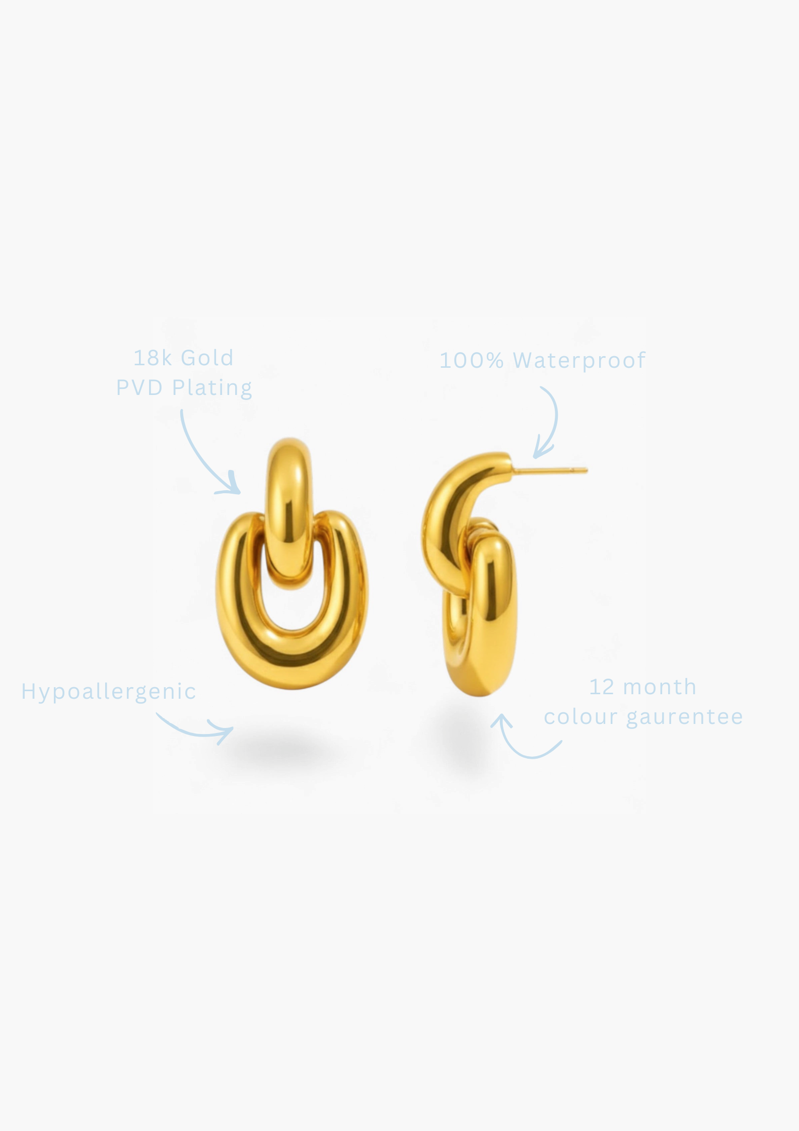 BELLE EARRINGS - Hypoallergenic 18k Gold