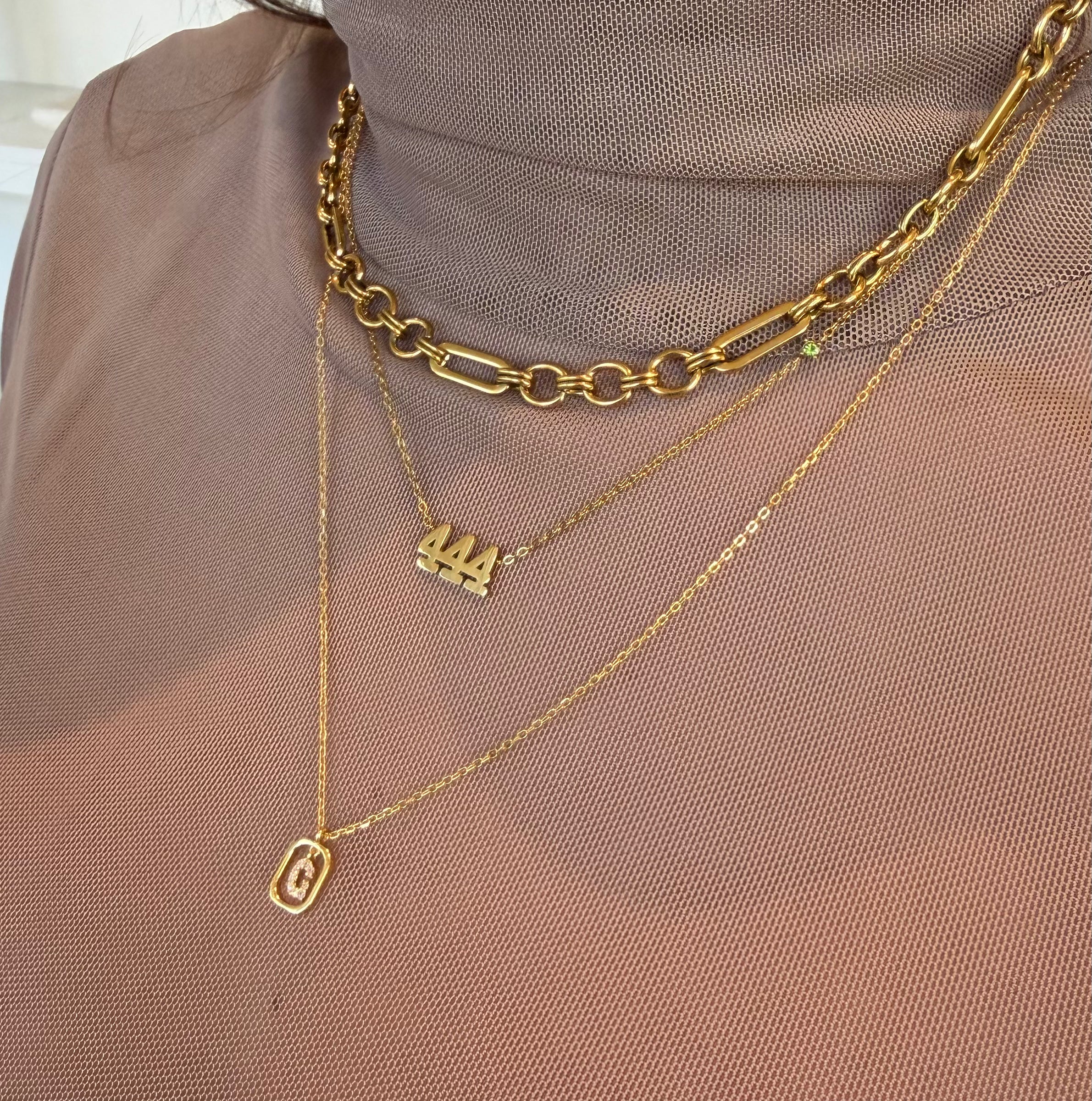 Angle Number Necklace - 14k Gold