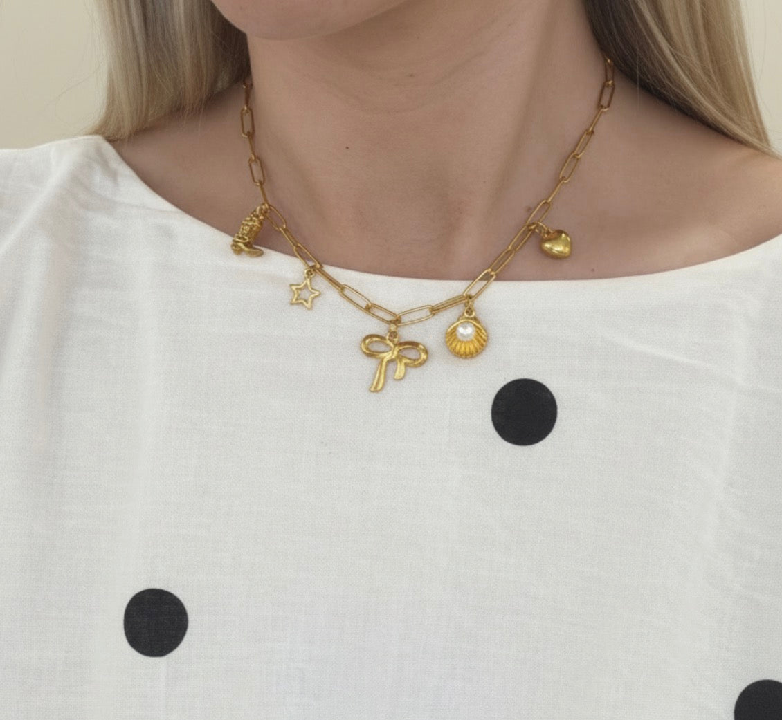 NOVELTY CHARM NECKLACE LUVERS - Gold
