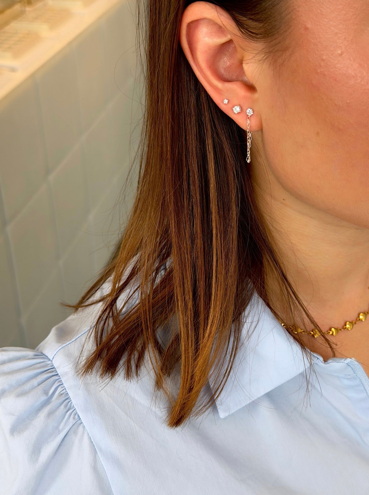 EXTRA MINI SQAURE DIAMANTÉ STUD - Sterling Silver