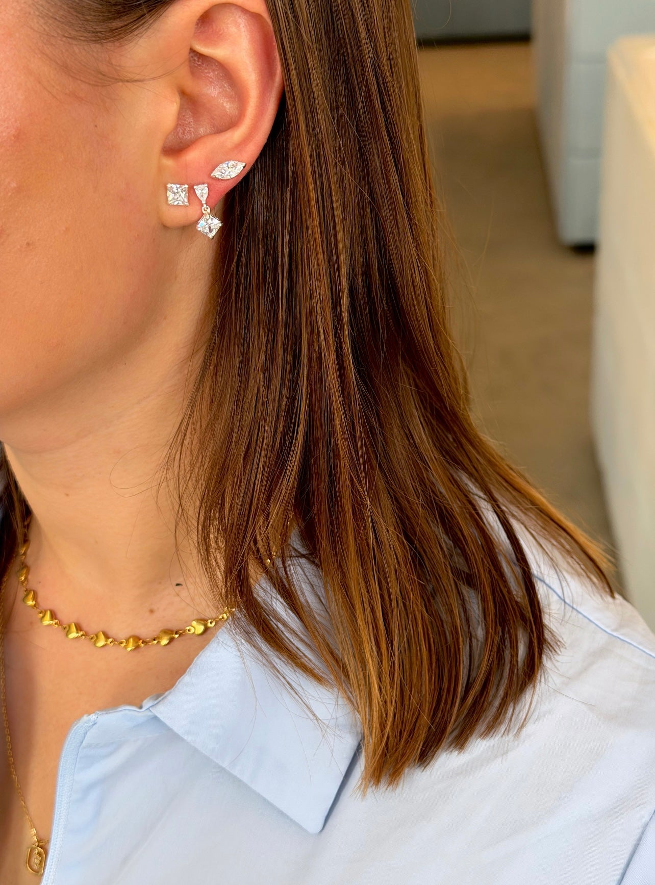 MEDIUM SQUARE DIAMANTÉ STUD - Sterling Silver