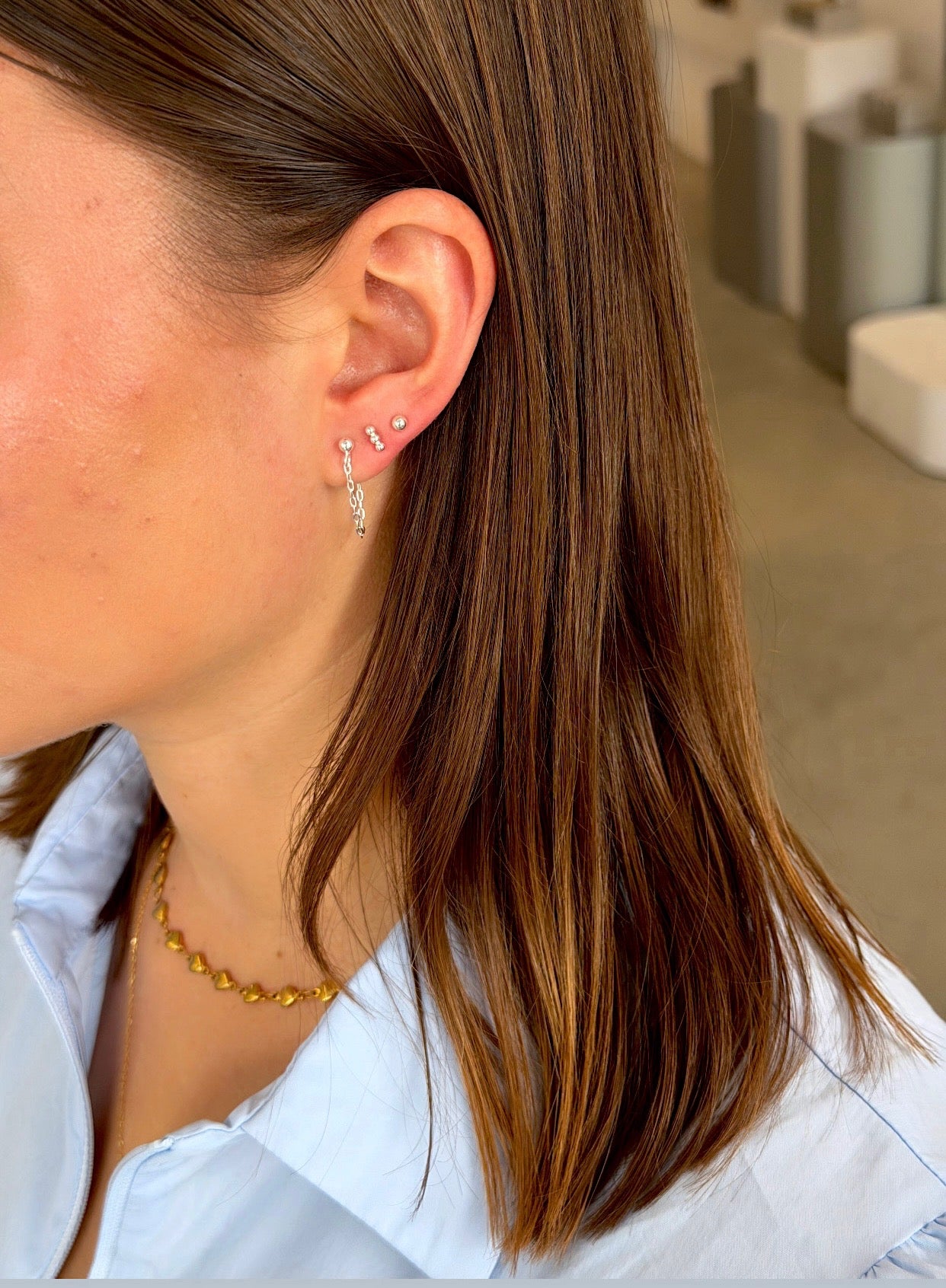 TRIPLE SPHERE STUD - Sterling Silver