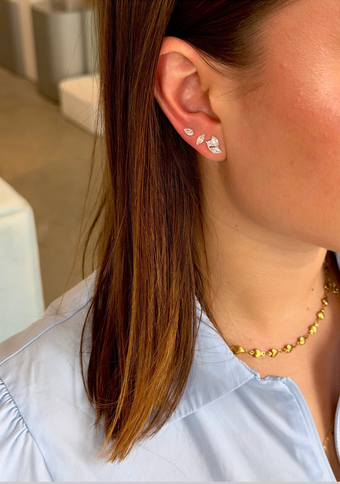 MINI PEAR DIAMANTÉ STUD - Sterling Silver