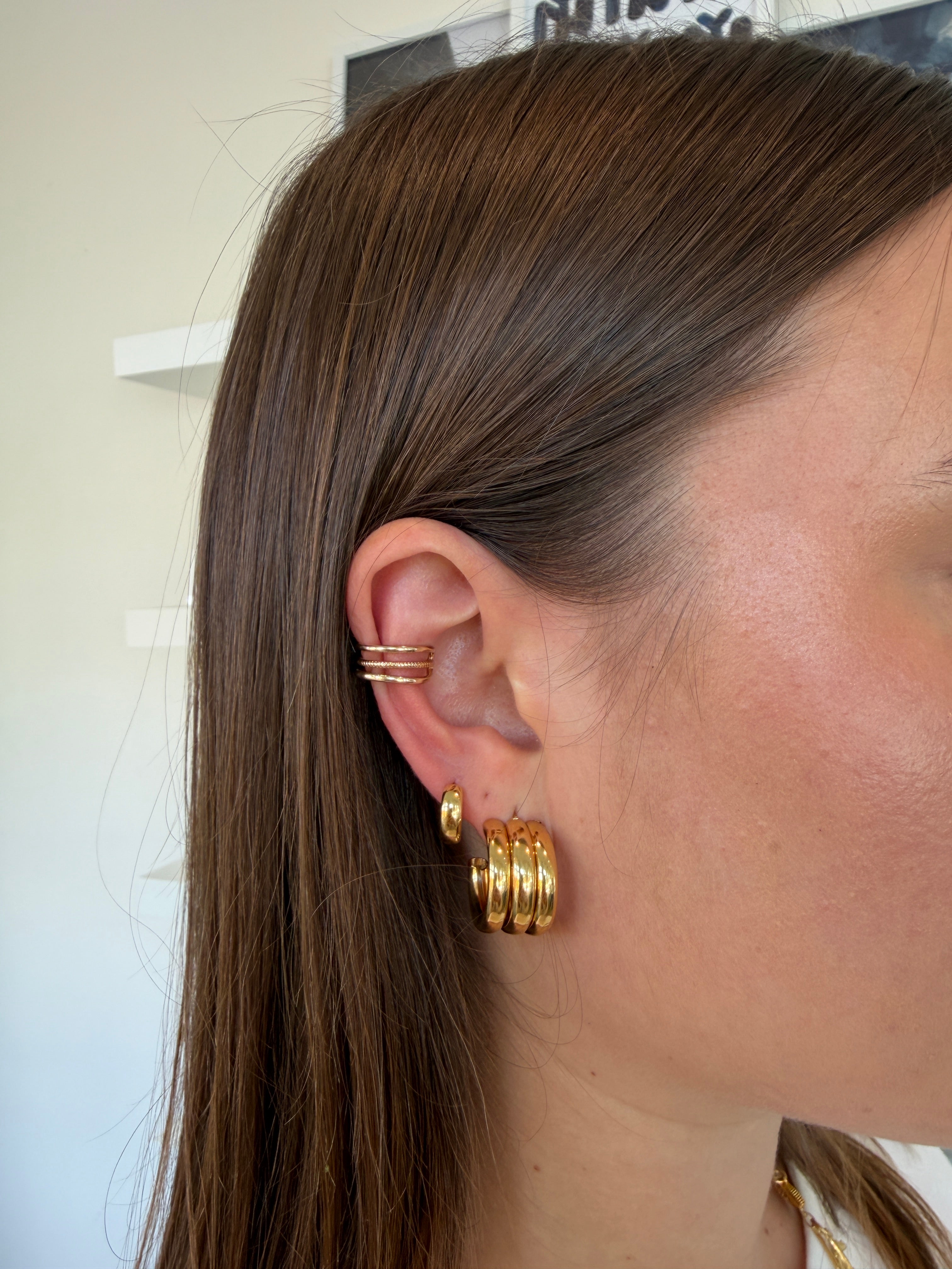 TRILOGY EAR CUFF - Hypoallergenic 18k Gold