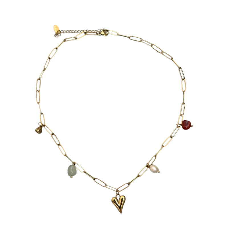 LUVERS - GOLD GEMSTONE CHARM NECKLACE