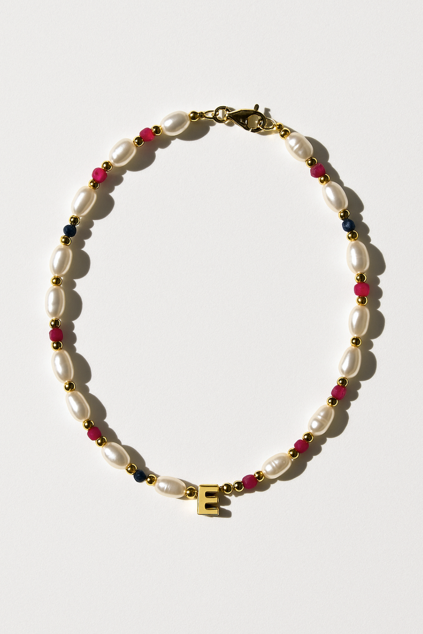 BEADED INITIAL NECKLACE - Soft Spring