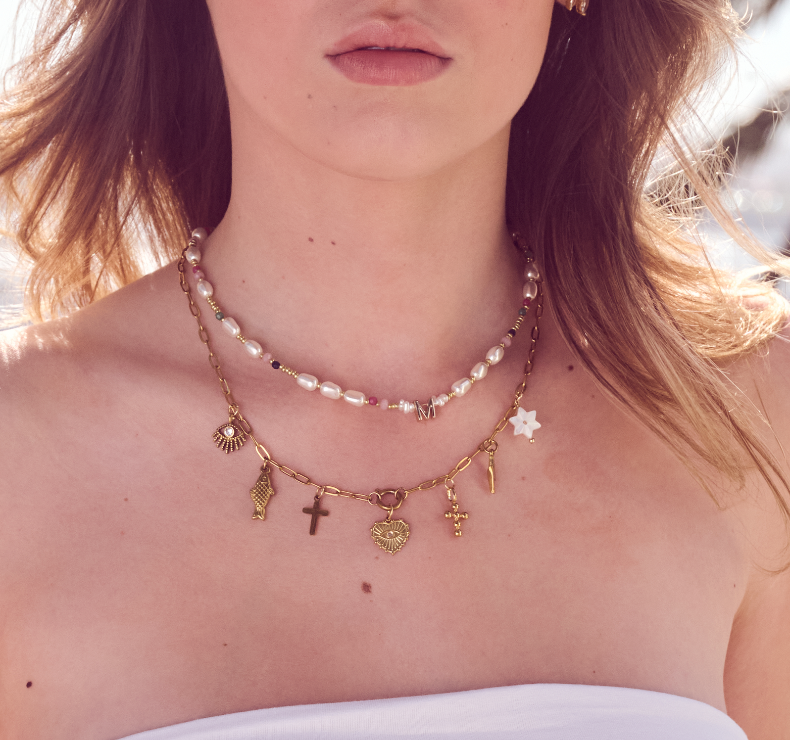 BEADED INITIAL NECKLACE - Soft Spring