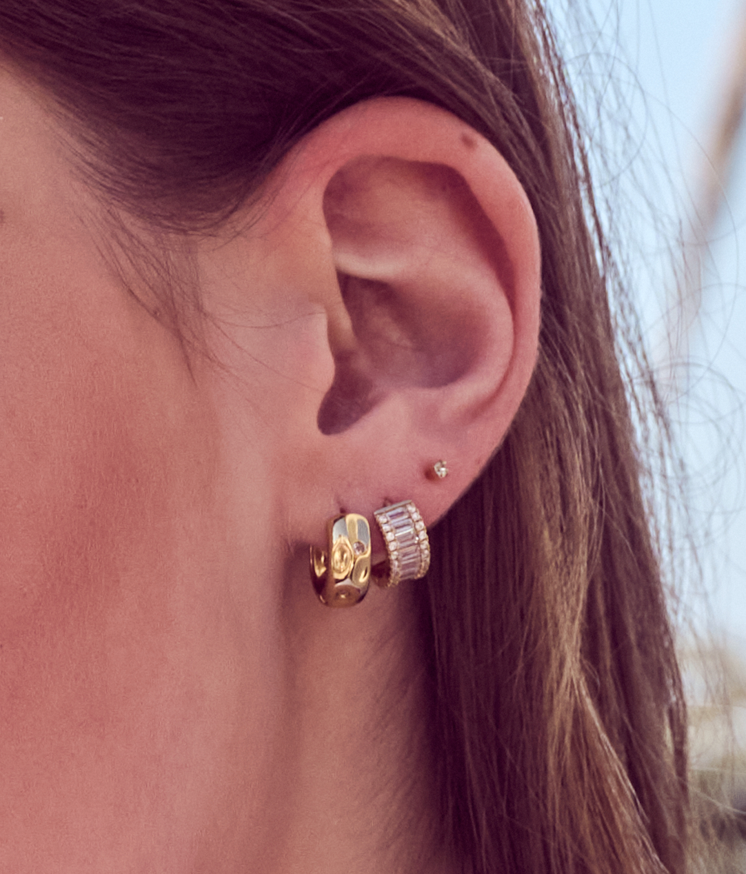 EXTRA MINI SQAURE DIAMANTÉ STUD - 14k Gold