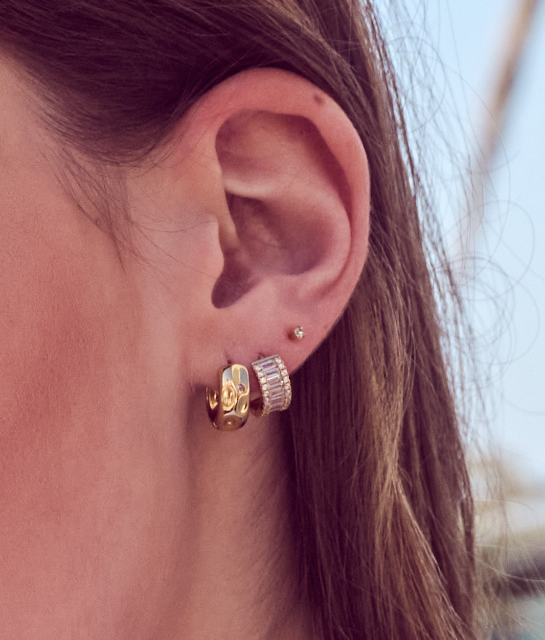 EXTRA MINI SQAURE DIAMANTÉ STUD - Sterling Silver