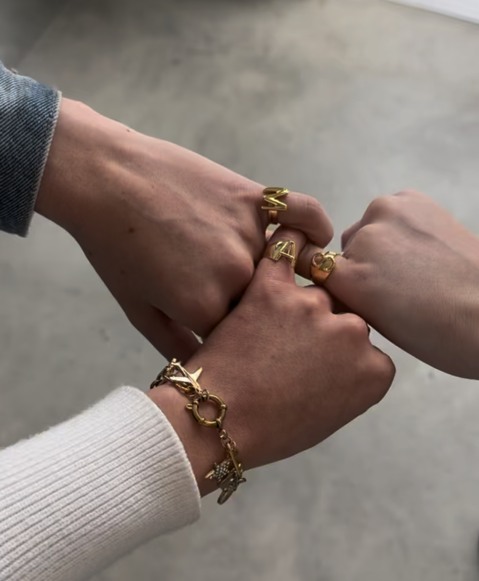 INITIAL GOLD ADJUSTABLE RING - 14k Gold