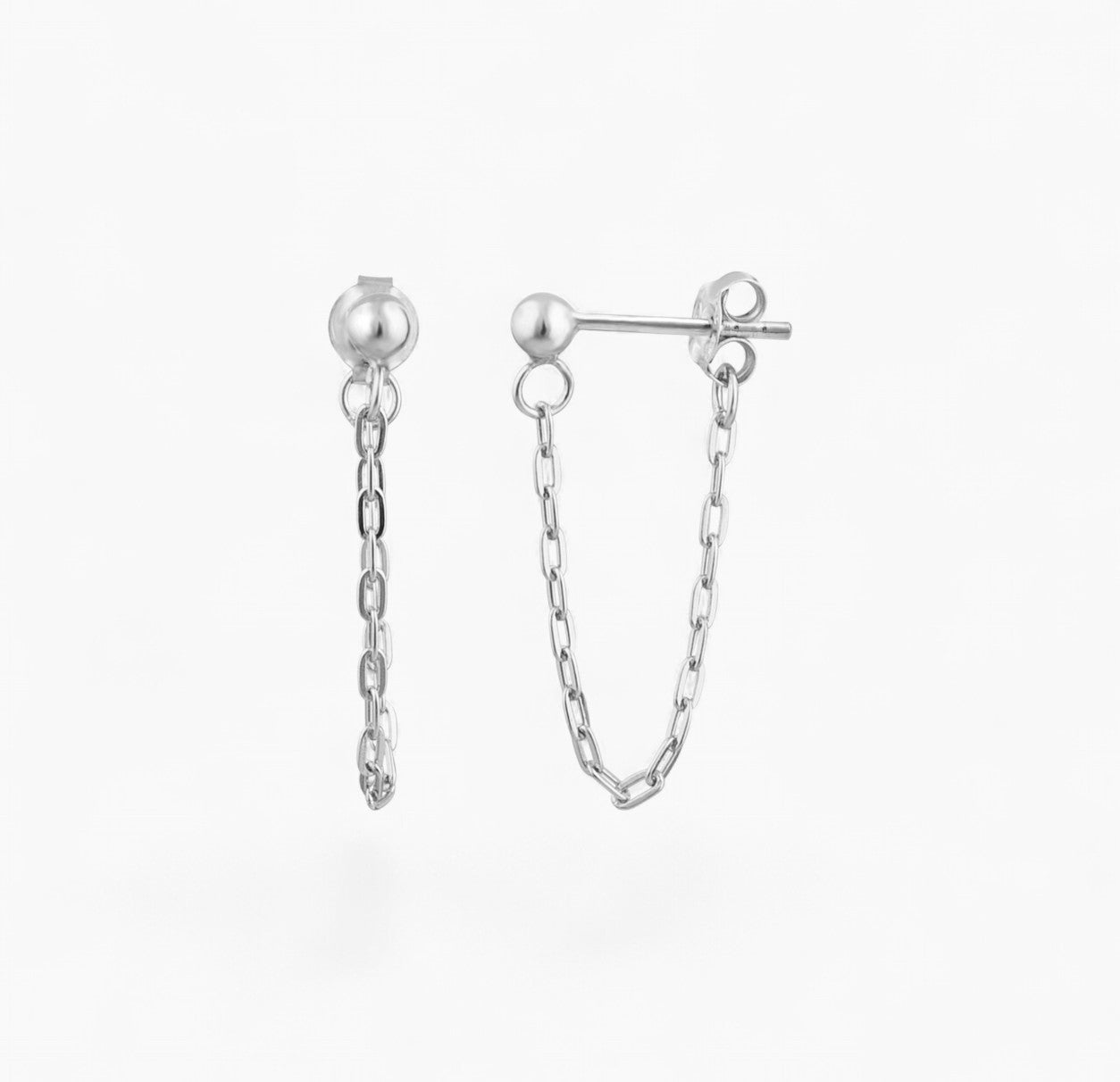 SPHERE CHAIN LINK STUD - Sterling Silver