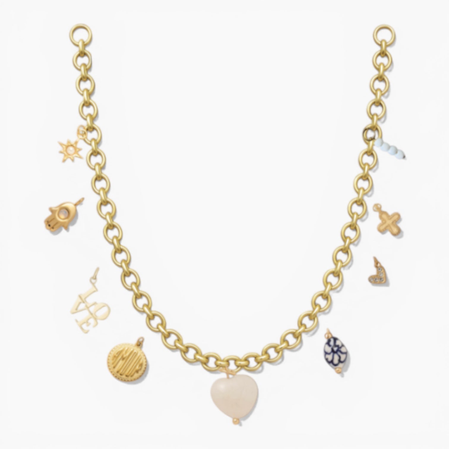 Custom Charm Necklace - Waterproof 18k Gold - 9 Charms