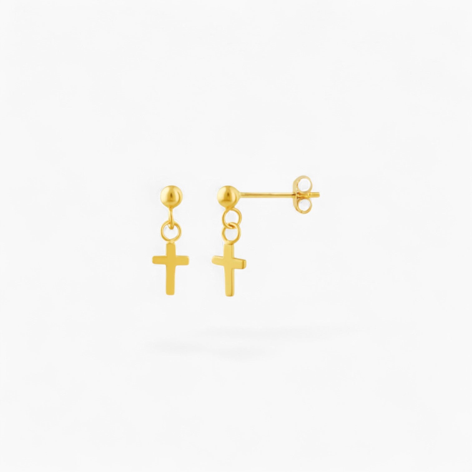 DROP CROSS STUD | 14k Gold