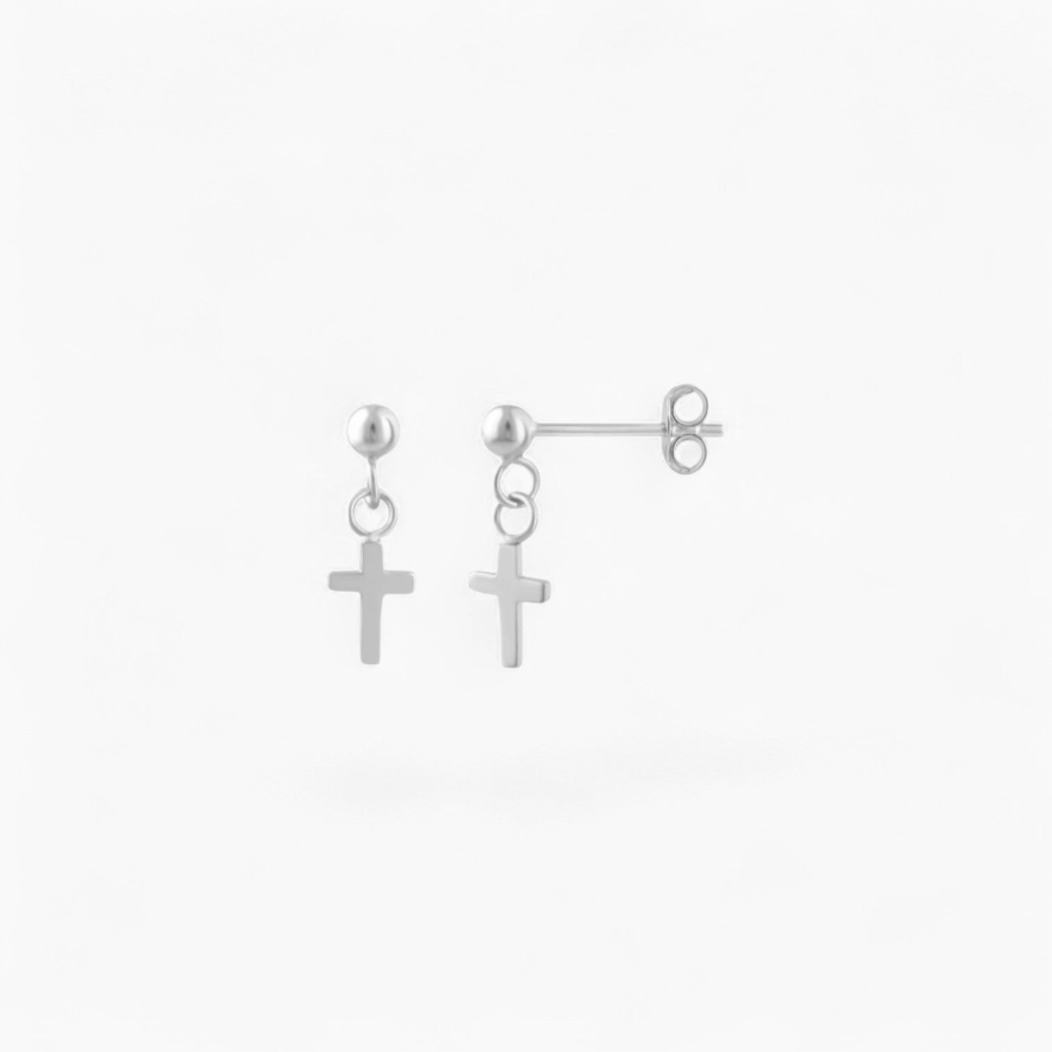 DROP CROSS STUD | Sterling Silver