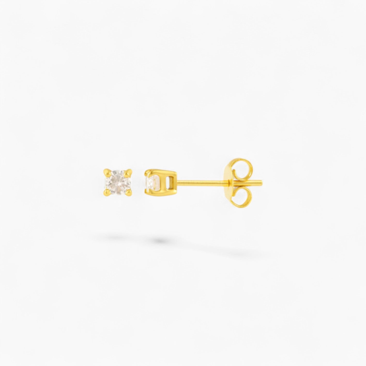 SQUARE DIAMANTÉ STUD | Small 14k Gold