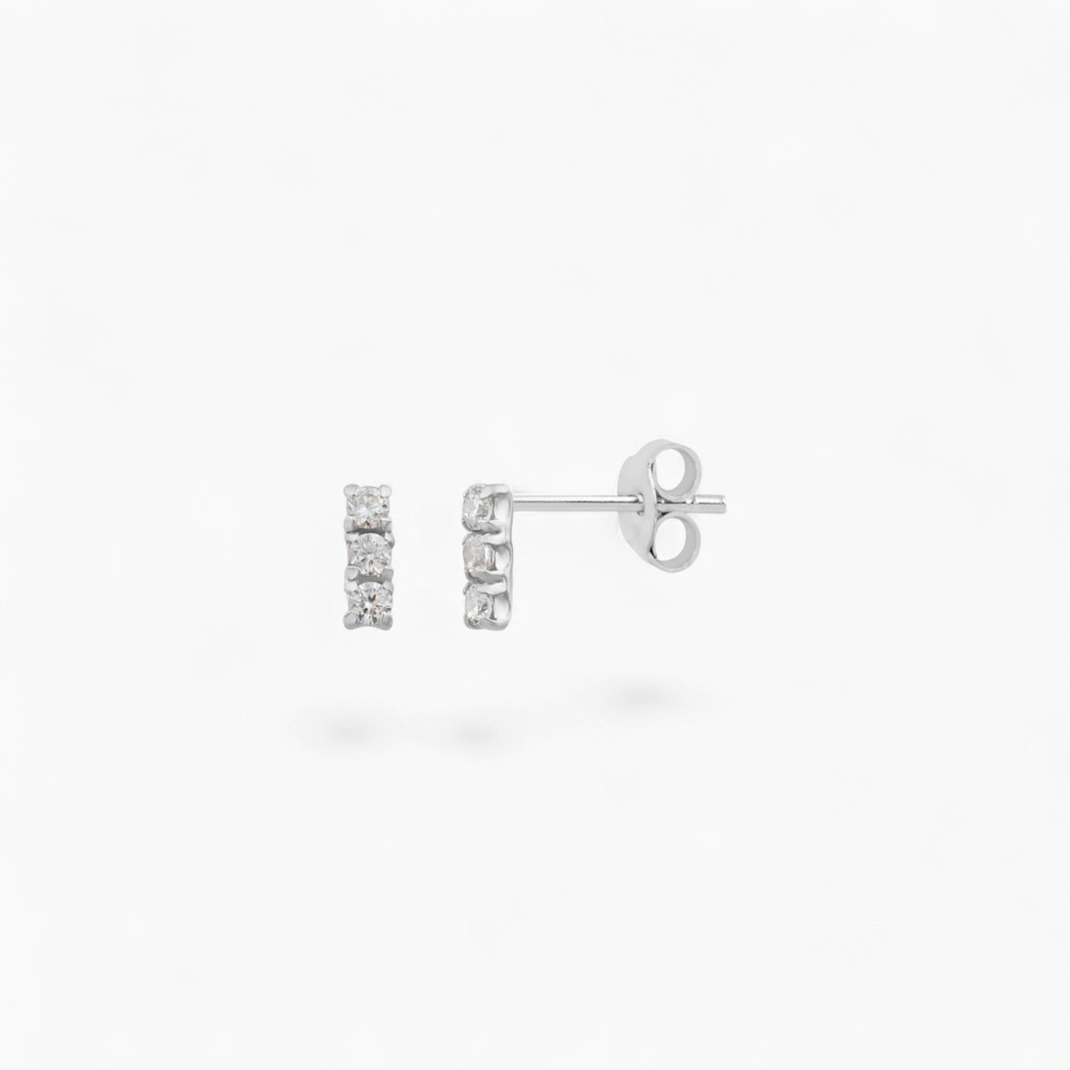TRIPLE SQUARE DIAMANTÉ SQUARE STUD | Sterling Silver