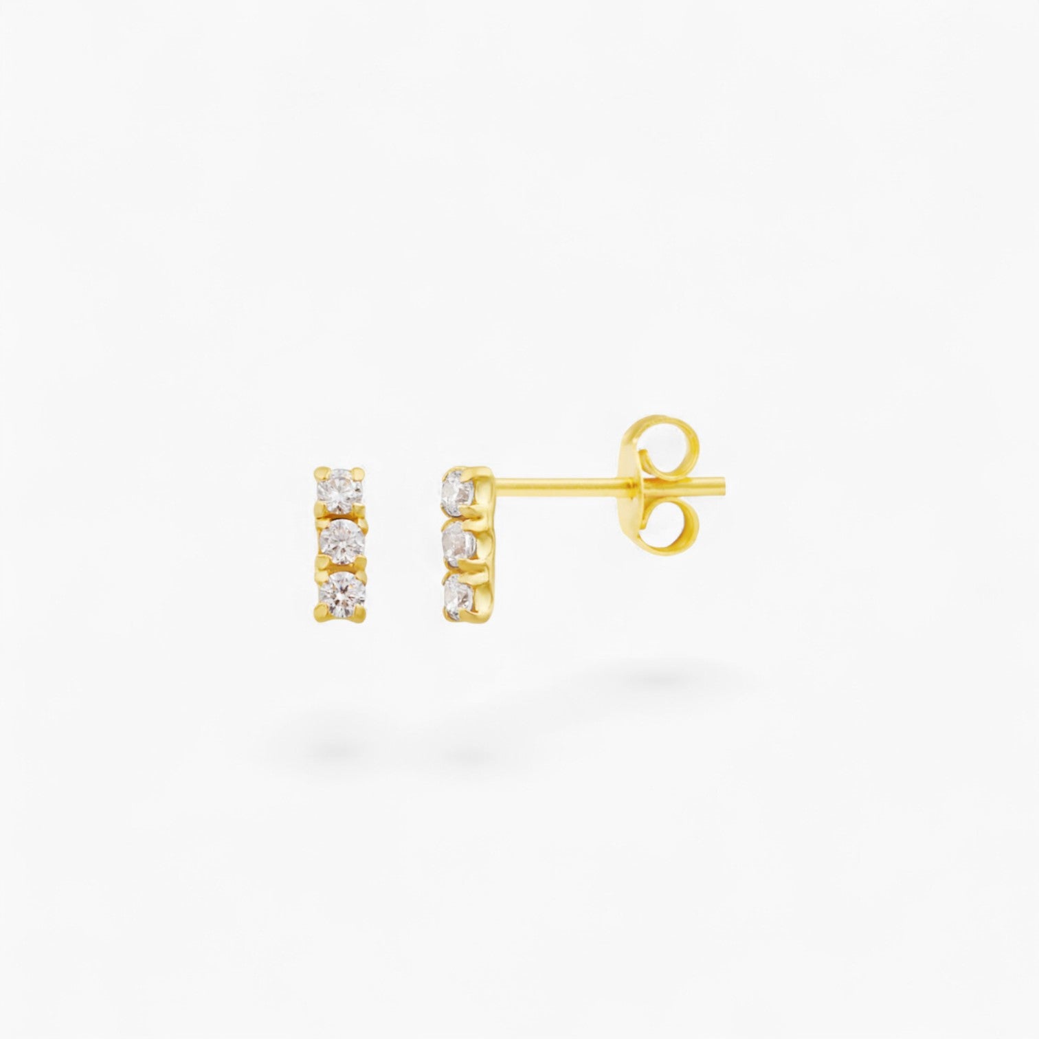 TRIPLE SQUARE DIAMANTÉ STUD | 14k Gold