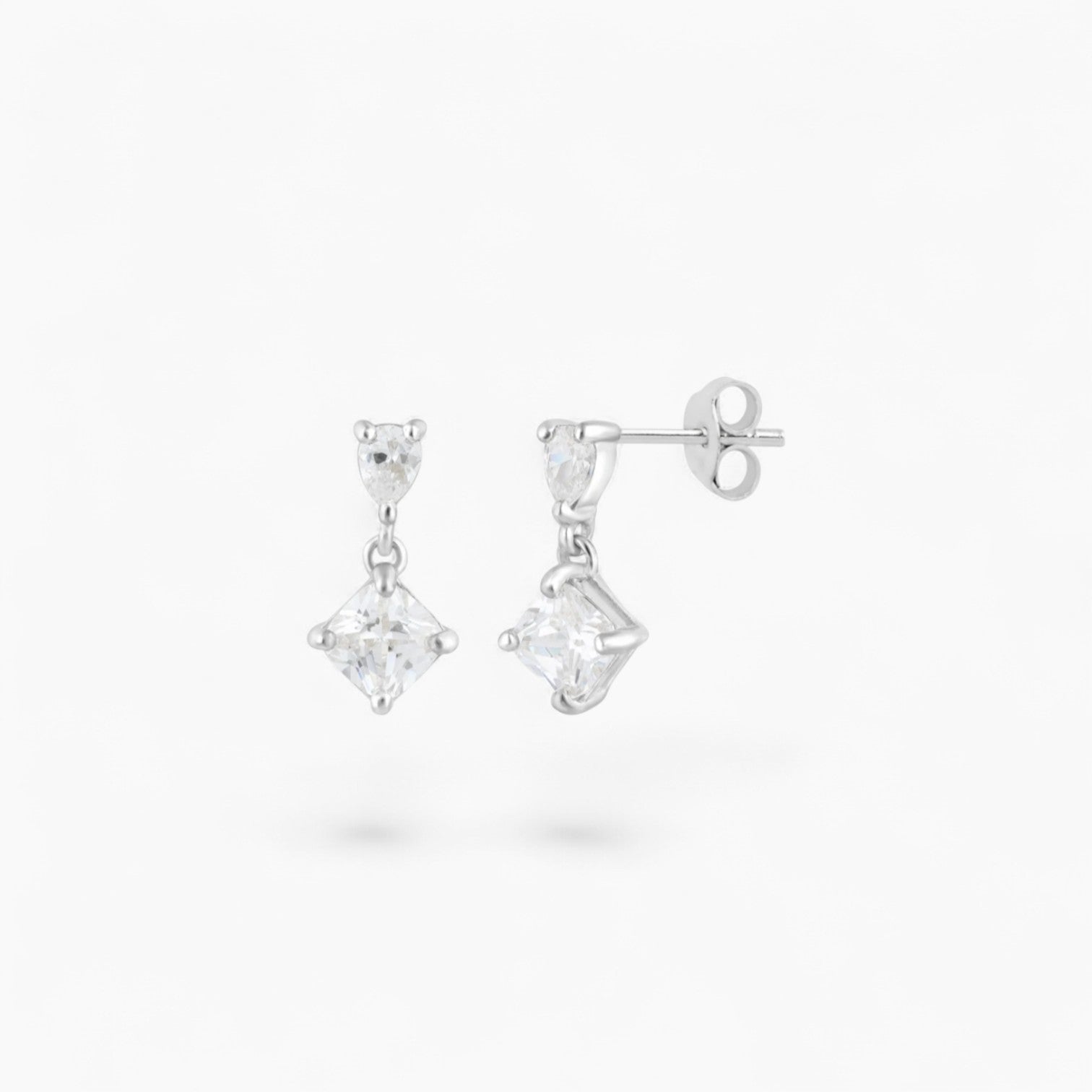 DIAMANTE DROP STUD | Sterling Silver