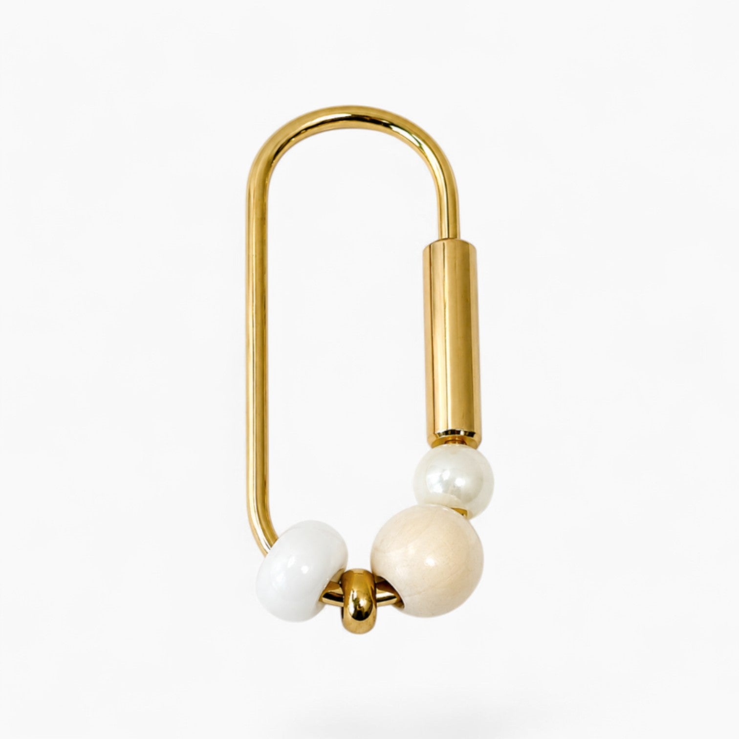 Beaded Ring Key Chain | Beige