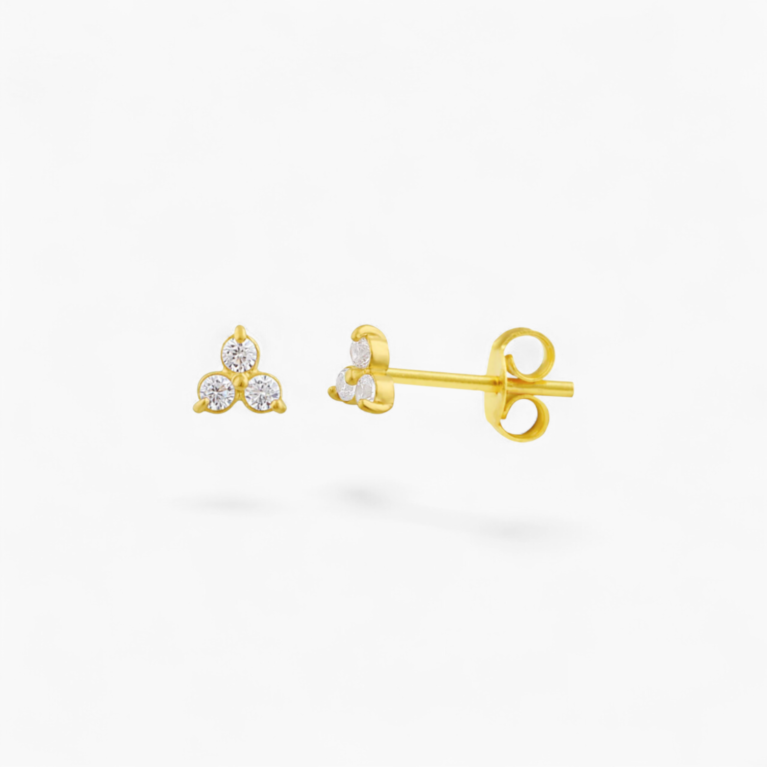 MINI TRIPLE DIAMANTE FLOWER STUD - Gold