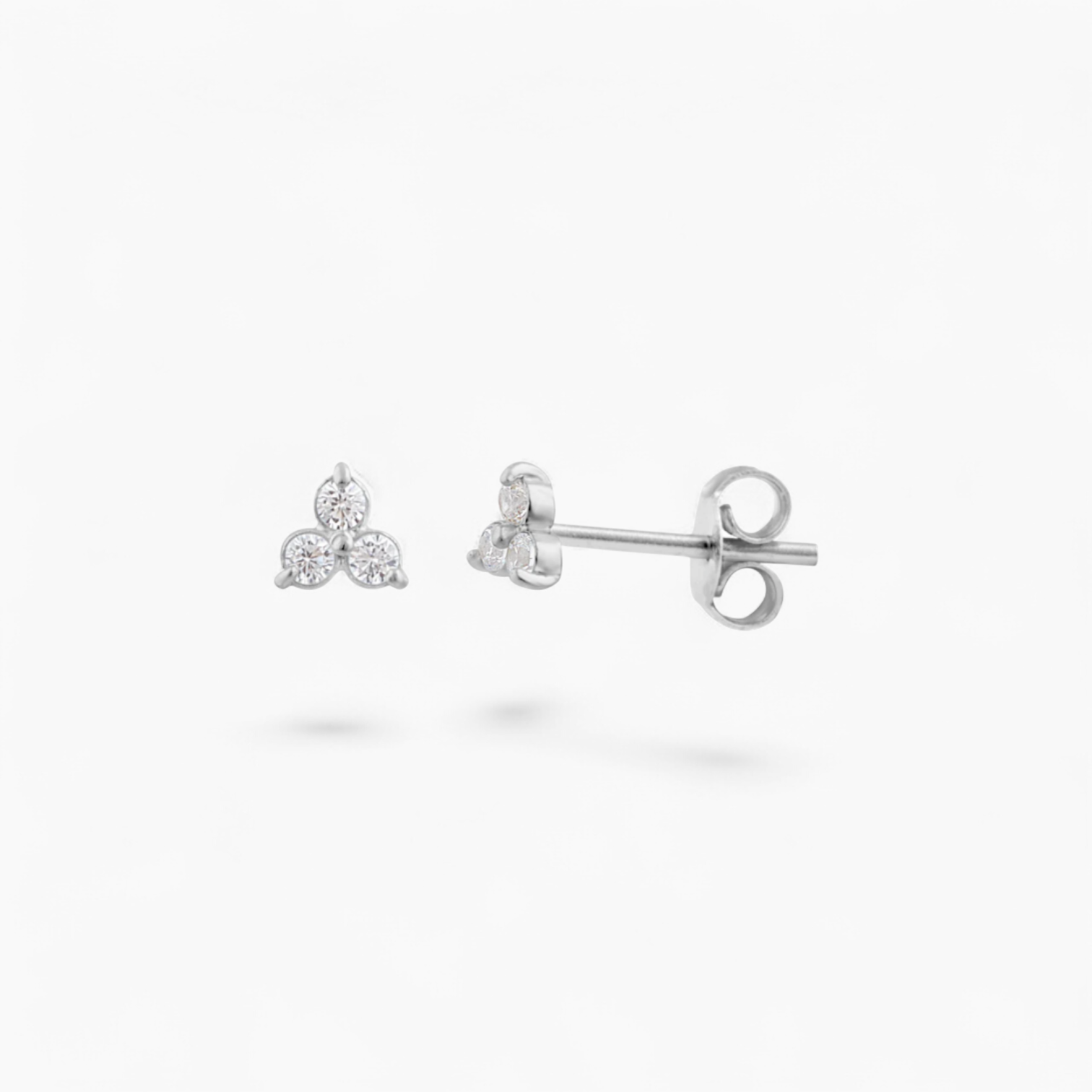 MINI TRIPLE DIAMANTE FLOWER STUD - Silver