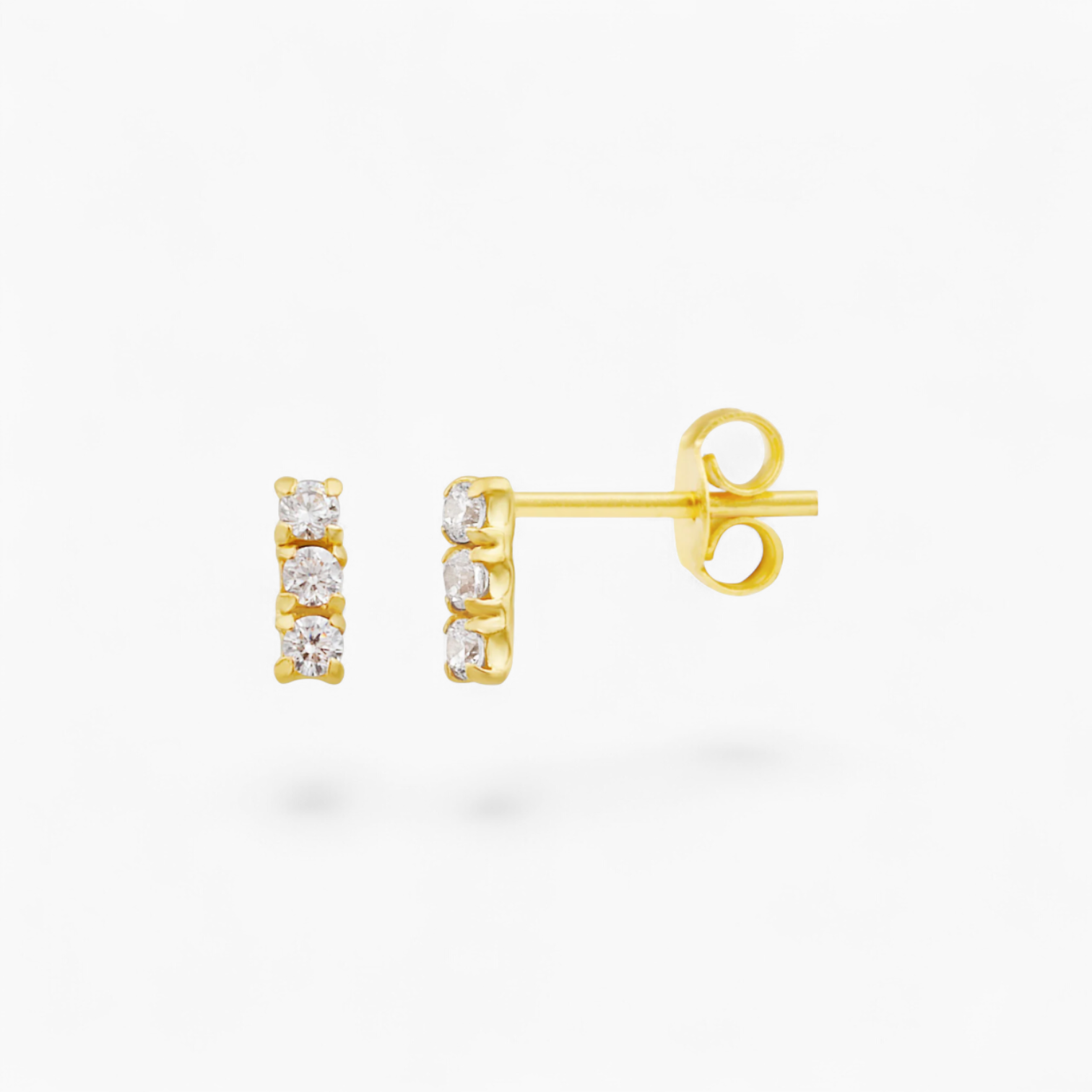 MINI TRIPLE DIAMANTÉ SQUARE STUD - Gold