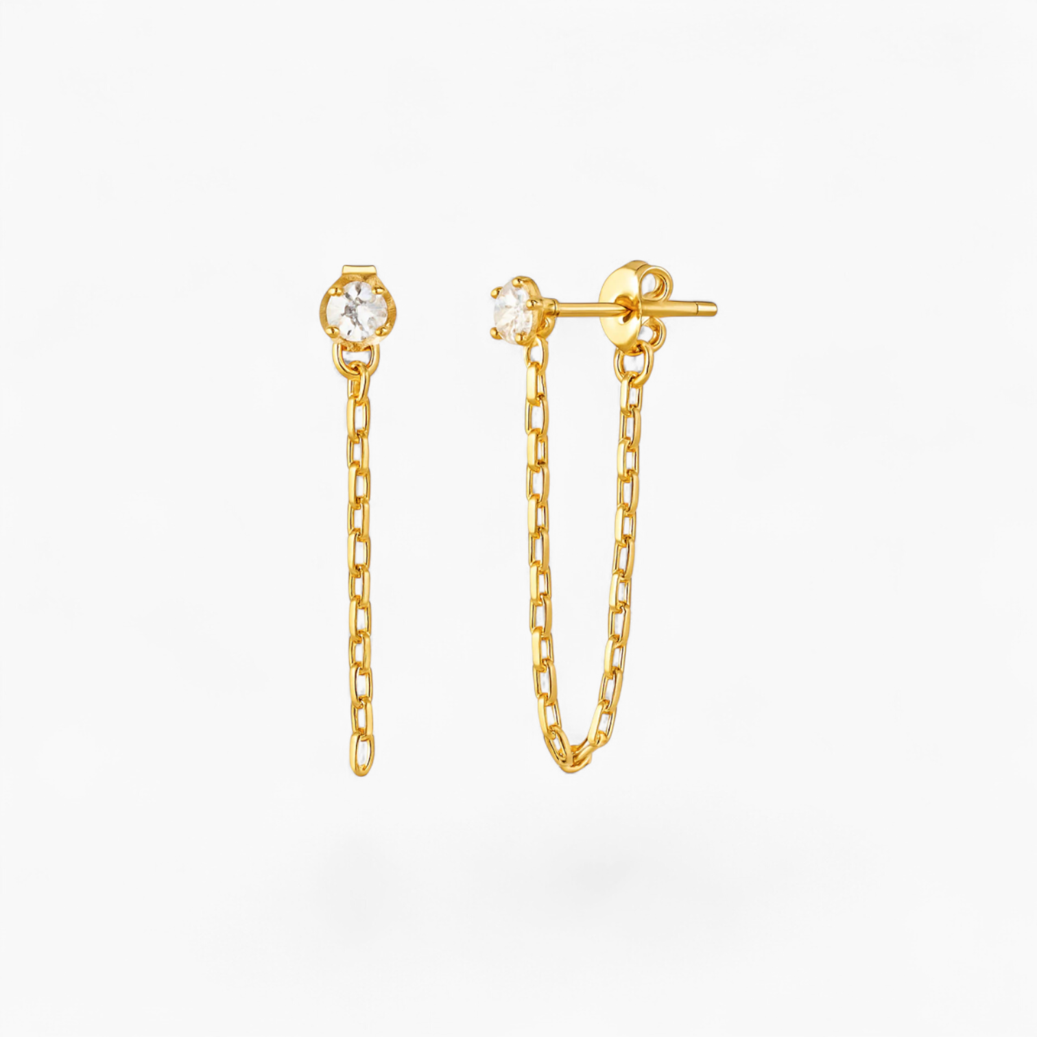 MINI DIAMANTÉ CHAIN LINK STUD - Gold
