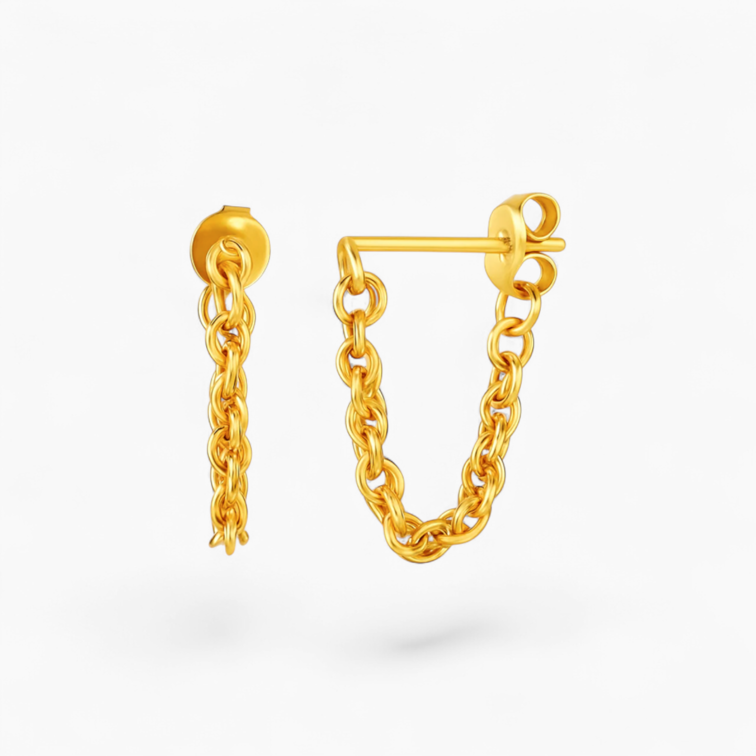 CHAIN LINK STUD - 14k Gold