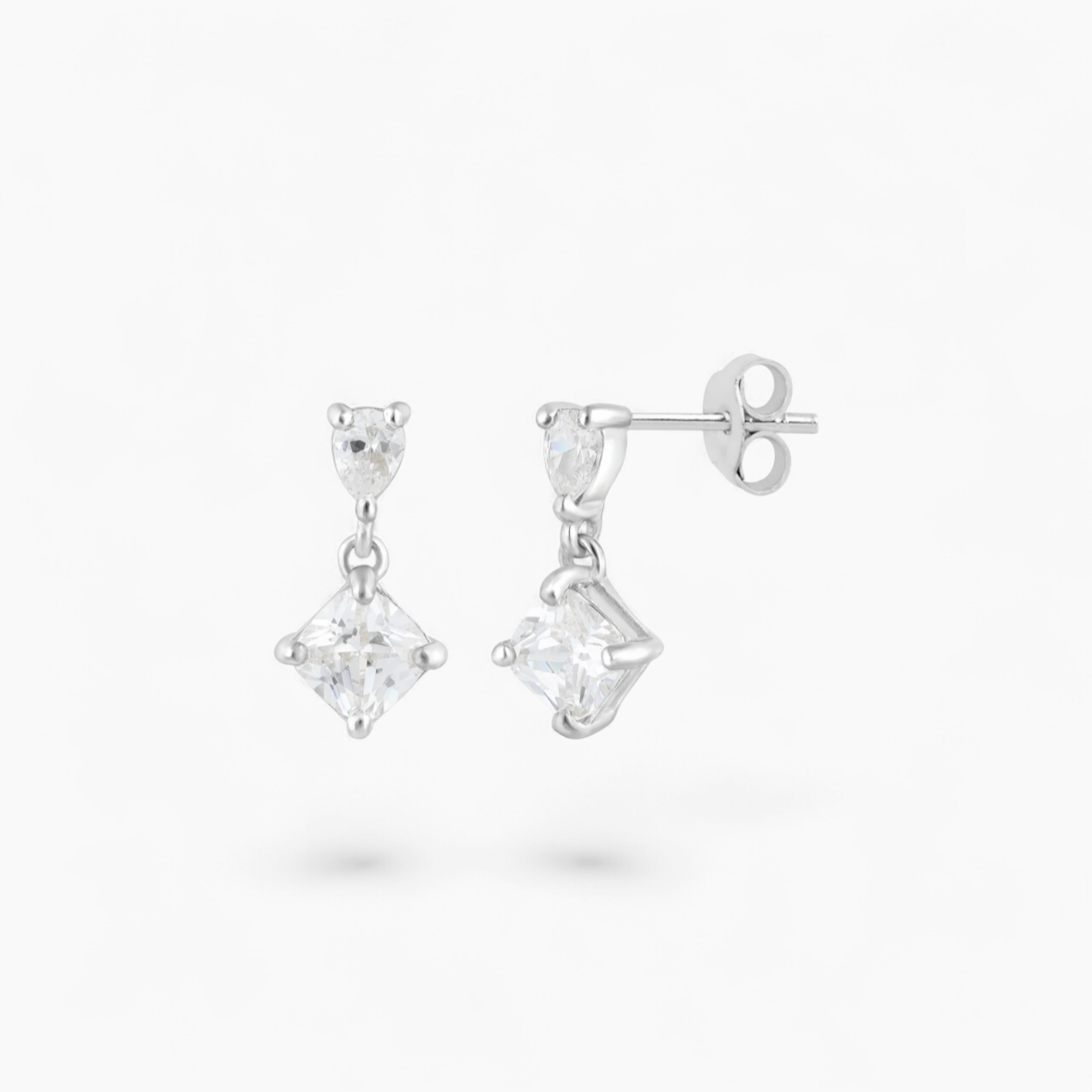 DIAMANTE DROP STUD - Sterling Silver