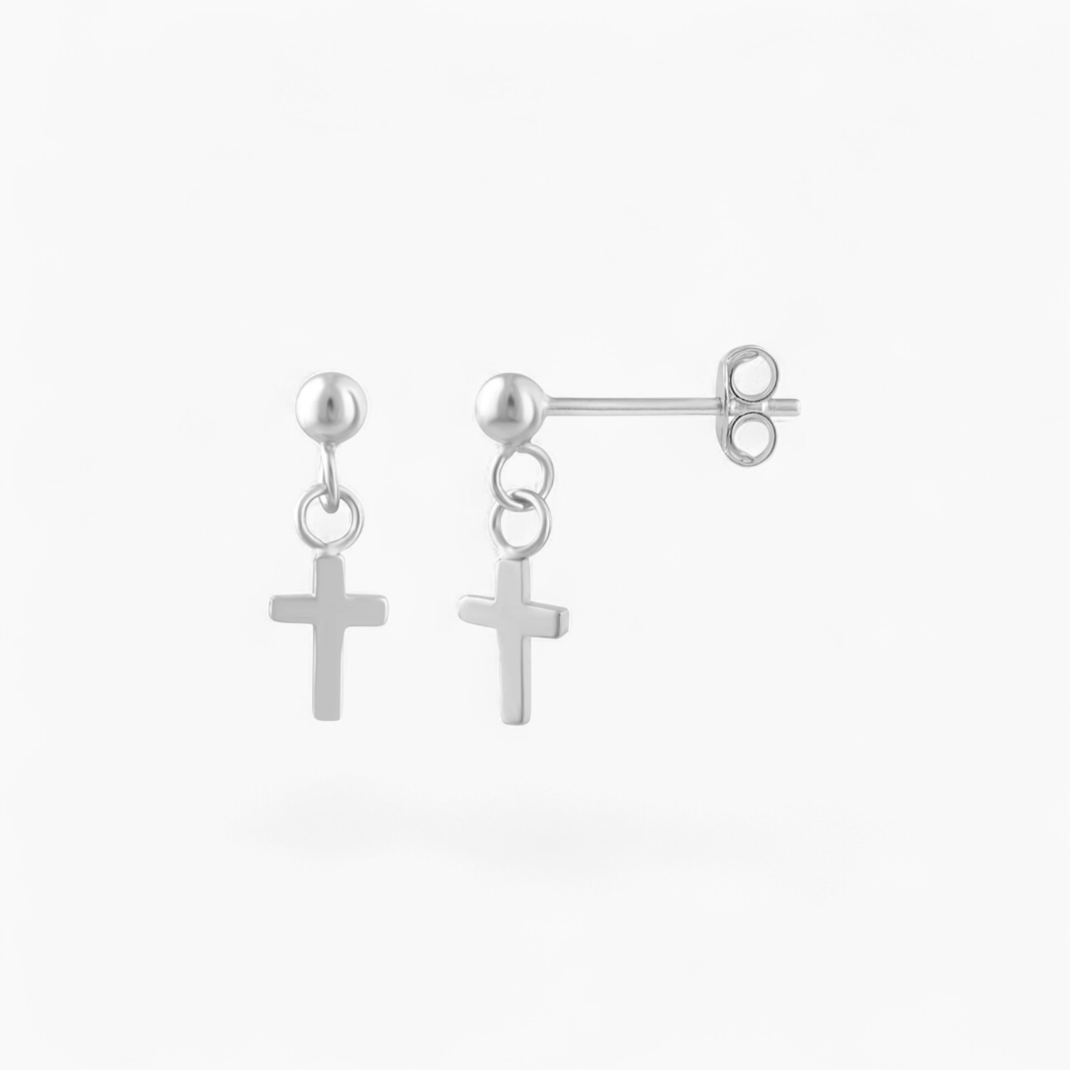DROP CROSS STUD - Sterling Silver