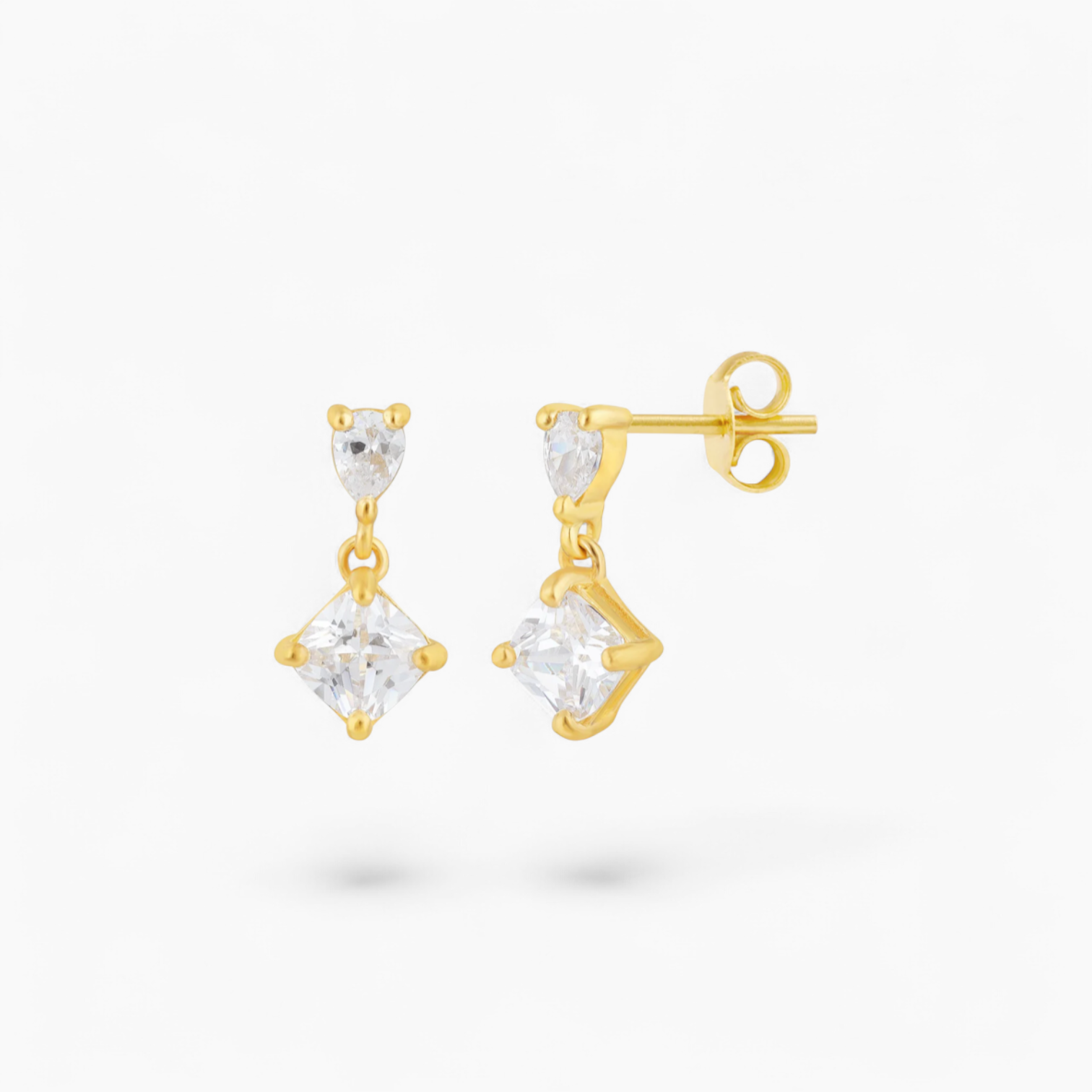 DIAMANTE DROP STUD - 14k Gold