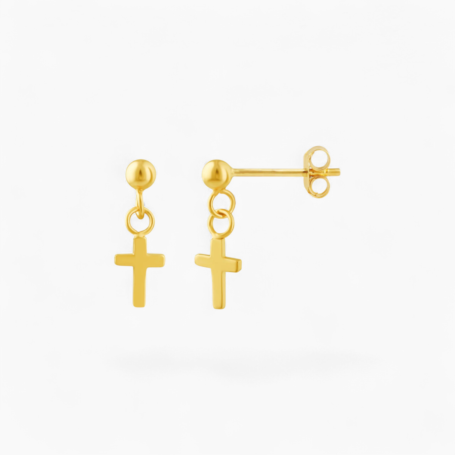 DROP CROSS STUD - 14k Gold