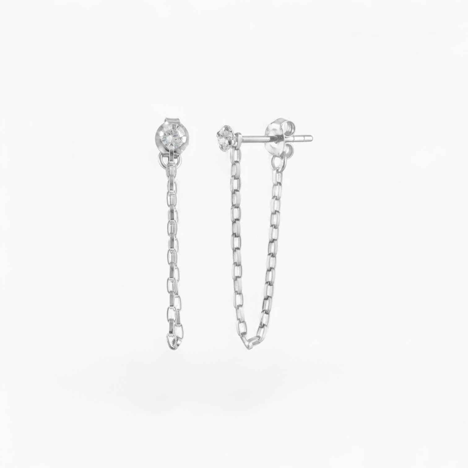 MINI DIAMANTÉ CHAIN LINK STUD - Sterling Silver