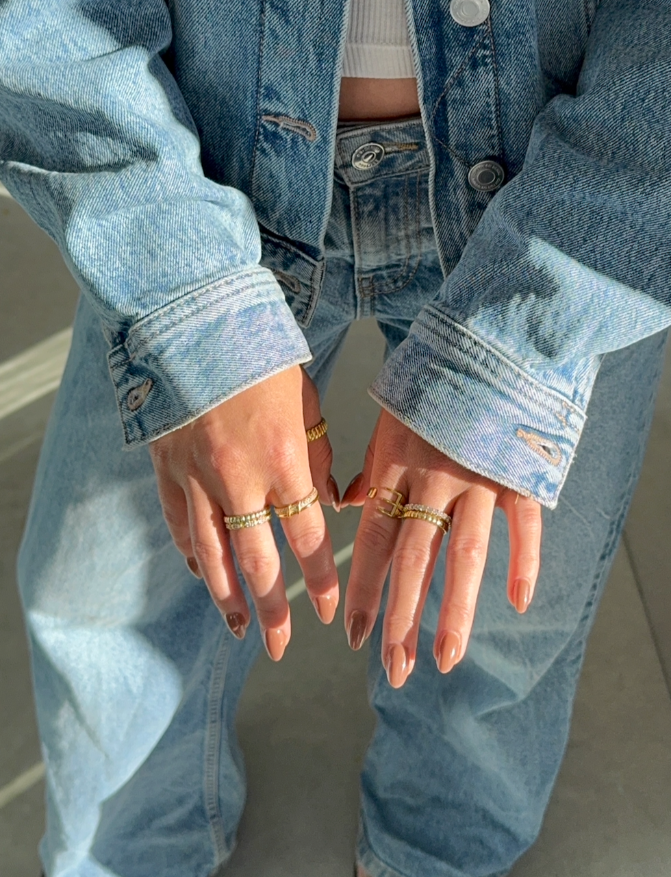 INITIAL GOLD ADJUSTABLE RING - 14k Gold