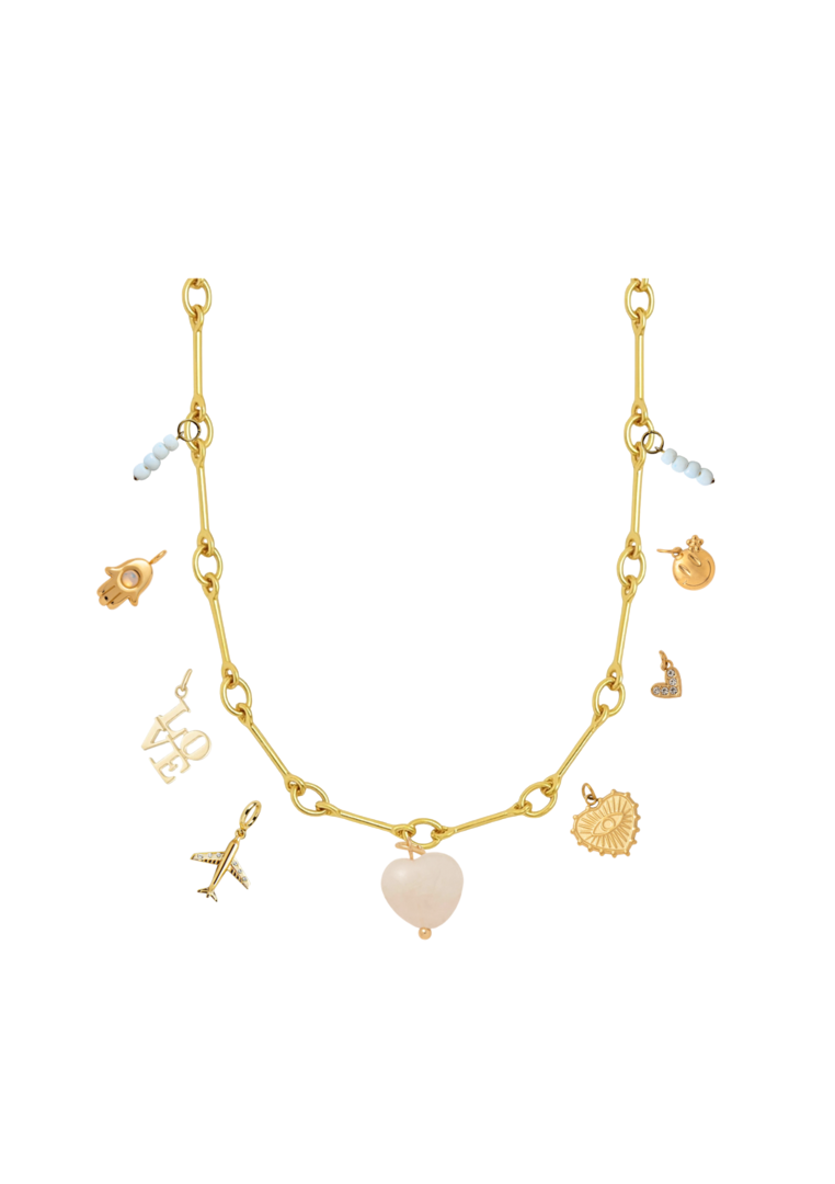 Custom Charm Necklace - Waterproof 18k Gold - 9 Charms
