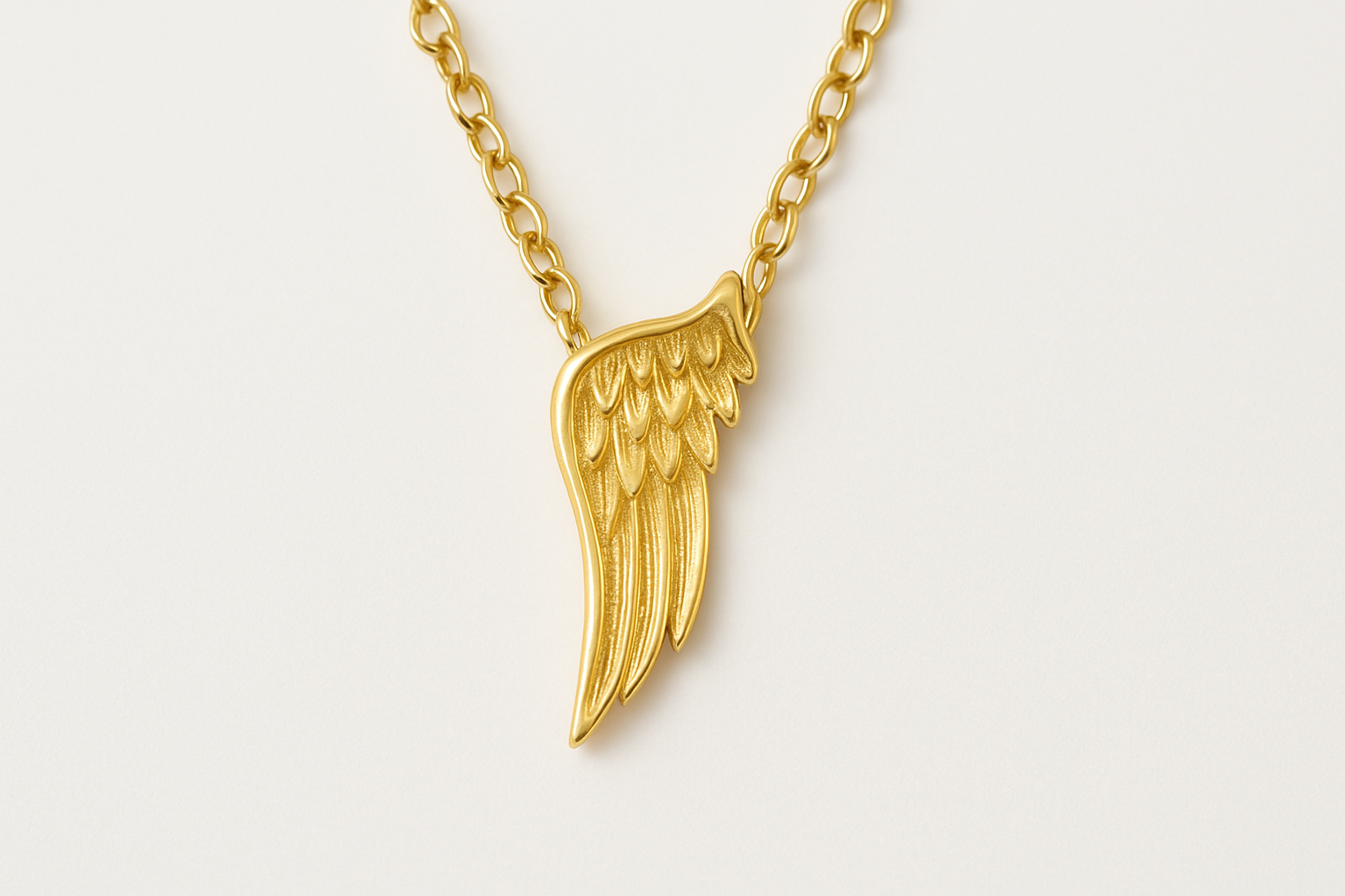 ANGEL WING CHARM - 14k Gold with white backdrop