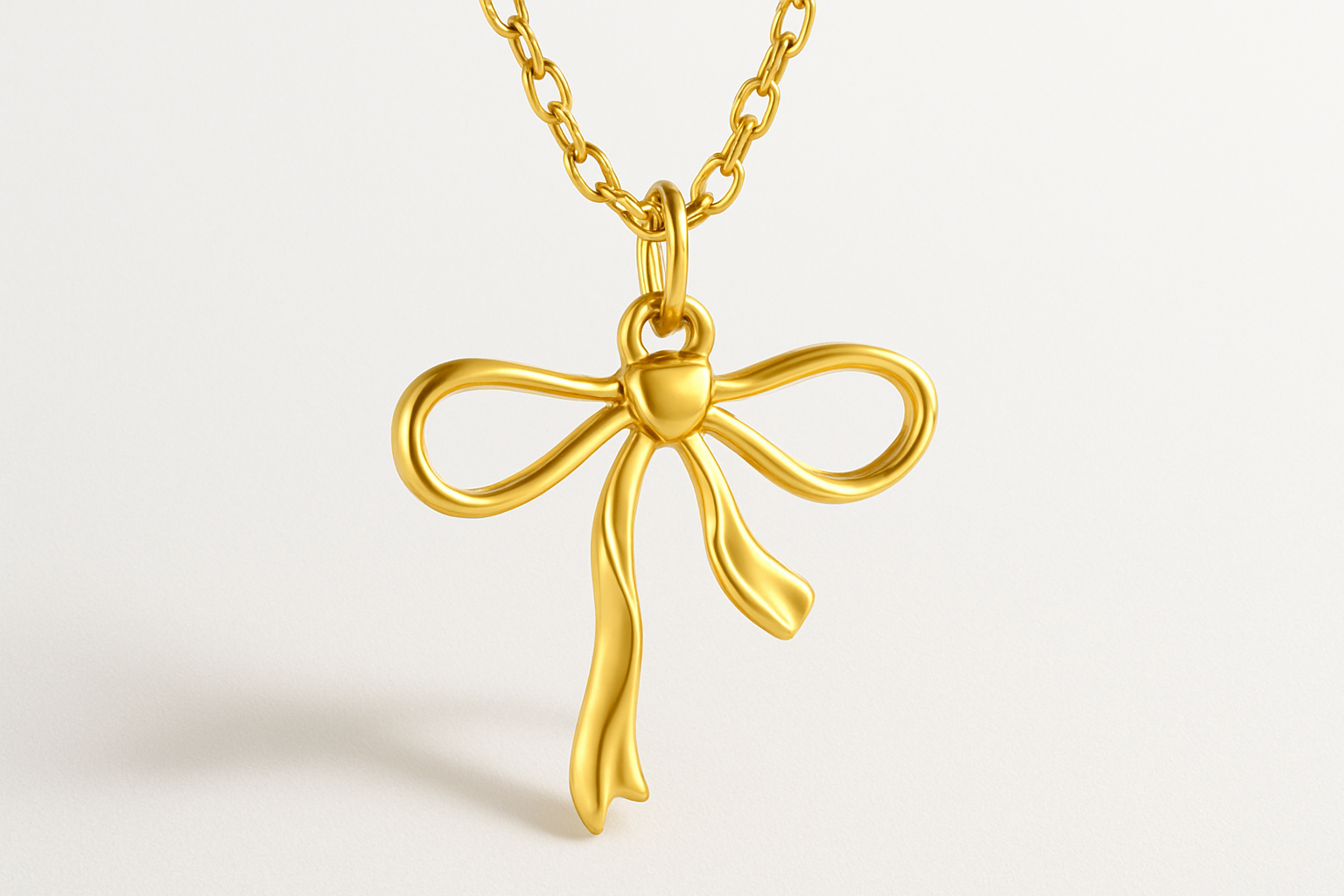 BOW CHARM - 14k Gold with white backdrop