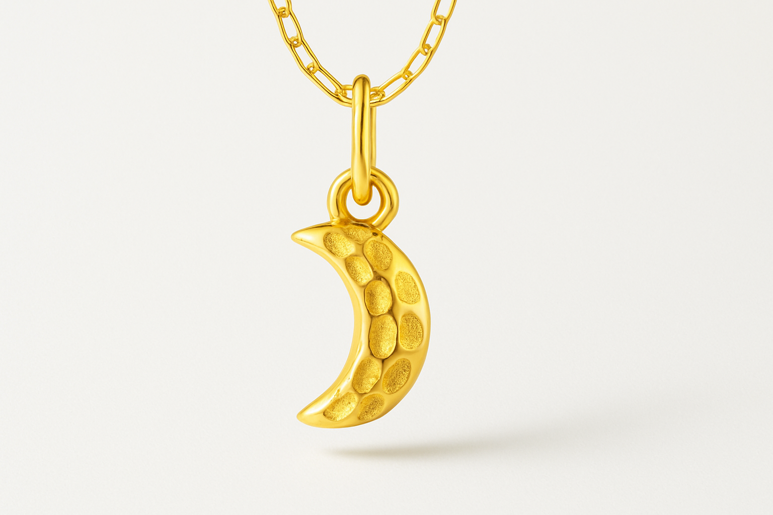 CRESCENT MOON CHARM - 14k Gold with white backdrop